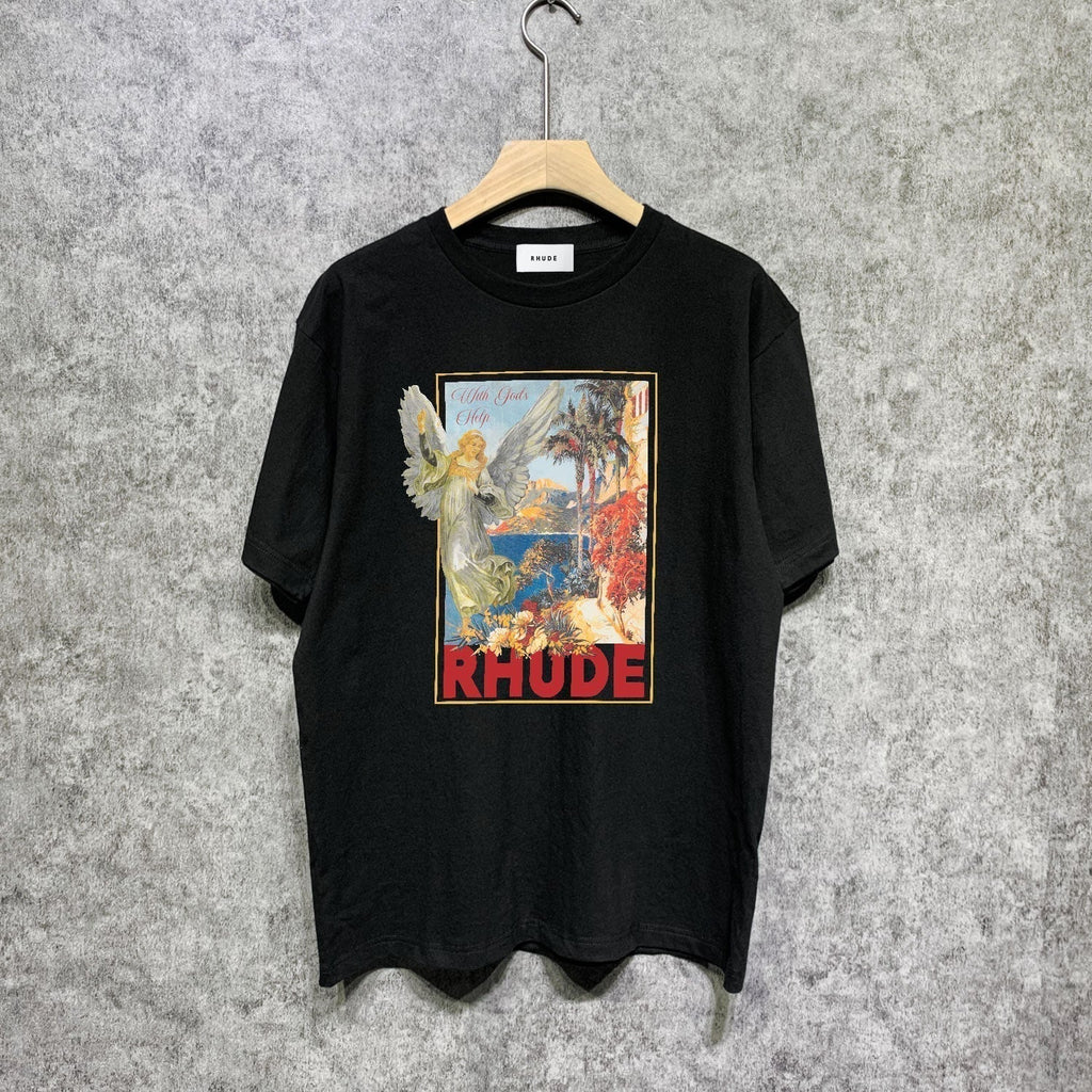 Rhude T-shirts Printed Trendy Pure Cotton