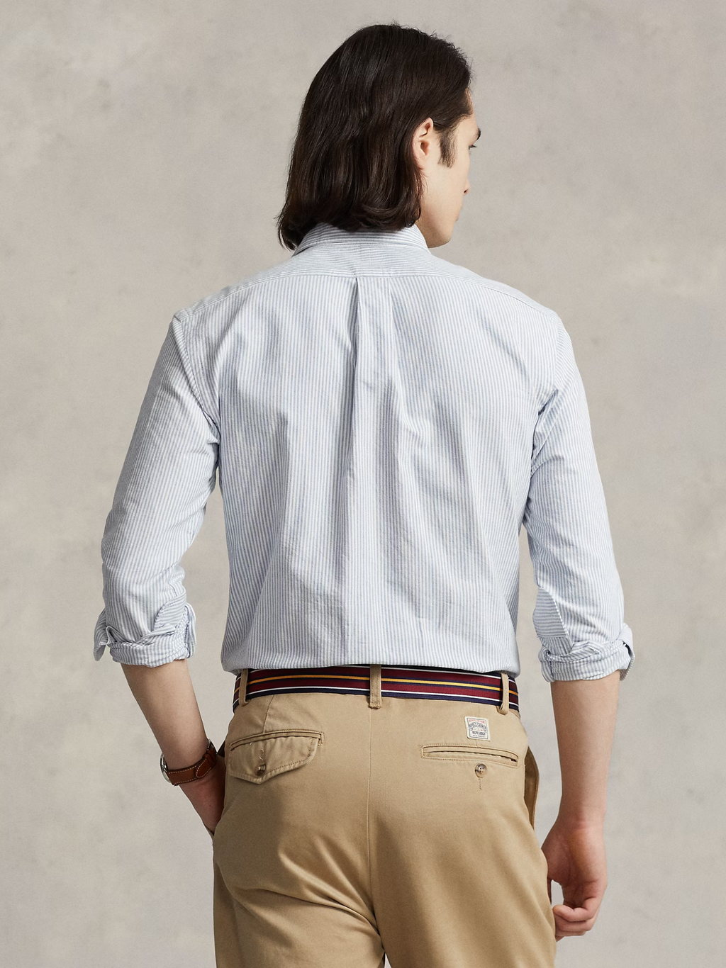 RALPH LAUREN Custom Fit Oxford Shirt Blue/White Stripe