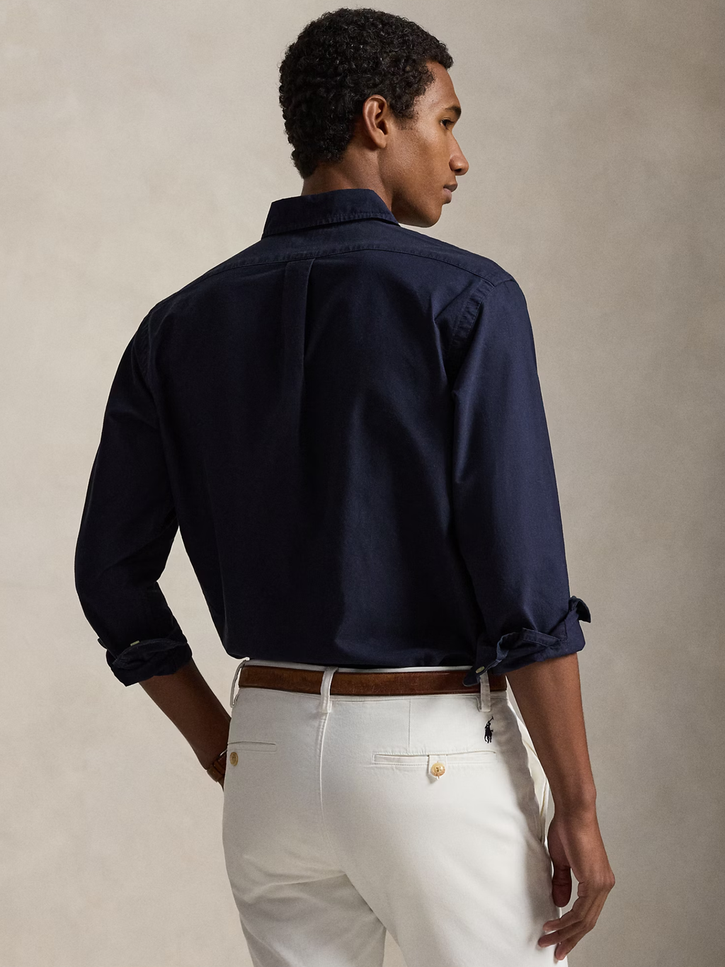 RALPH LAUREN Slim Fit Garment-Dyed Oxford Shirt Navy