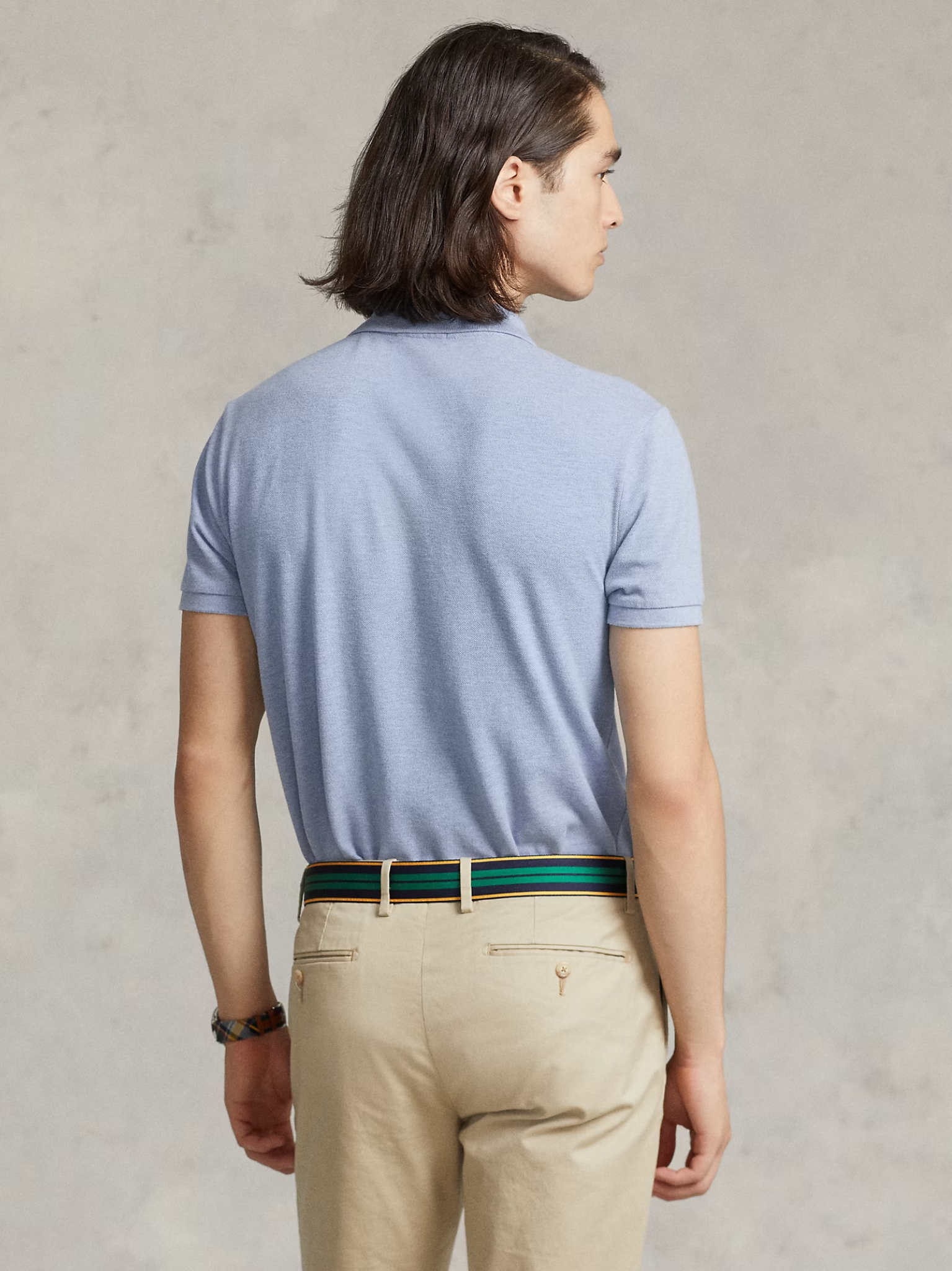 RALPH LAUREN Slim Fit Mesh Polo Shirt Isle Heather