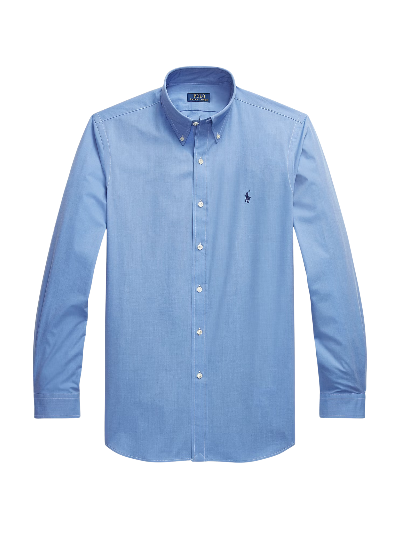 RALPH LAUREN Custom Fit Stretch Poplin Shirt Blue End On End