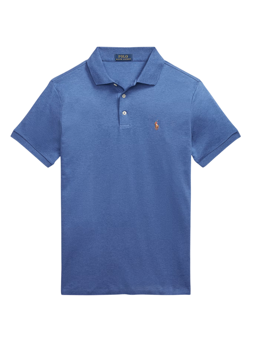 RALPH LAUREN Custom Slim Fit Soft Cotton Polo Shirt Faded Royal Heather