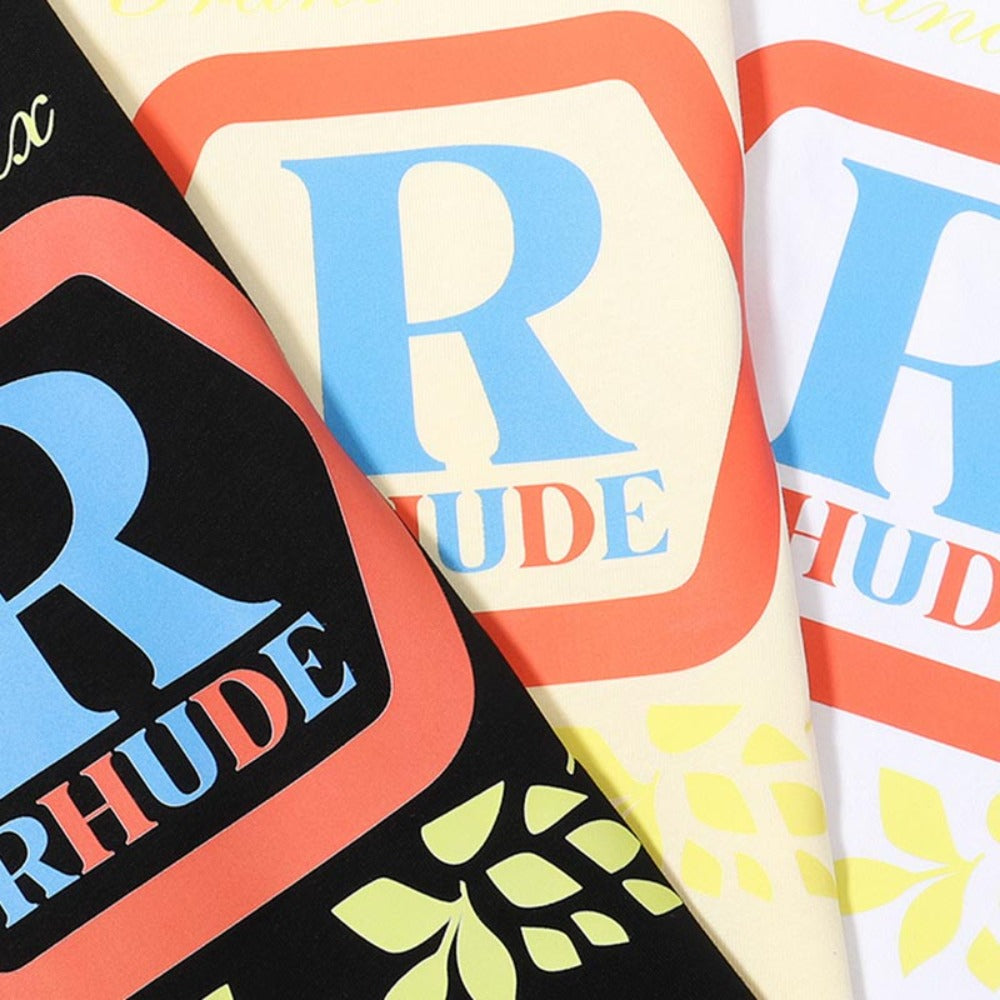 Rhude T-shirts Printed Cotton Loose Short Sleeves Men and Women