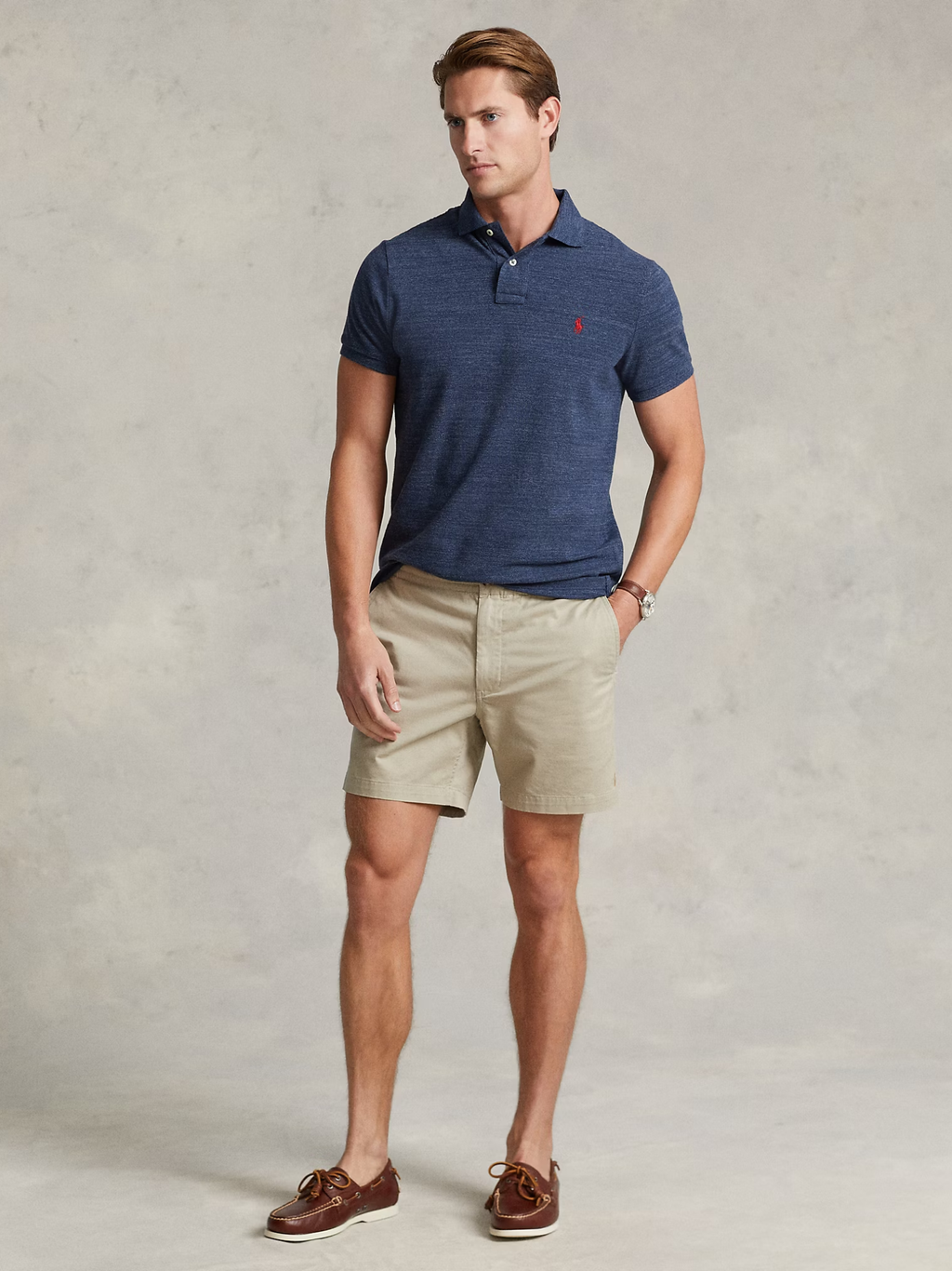 RALPH LAUREN Slim Fit Mesh Polo Shirt Classic Royal Heather