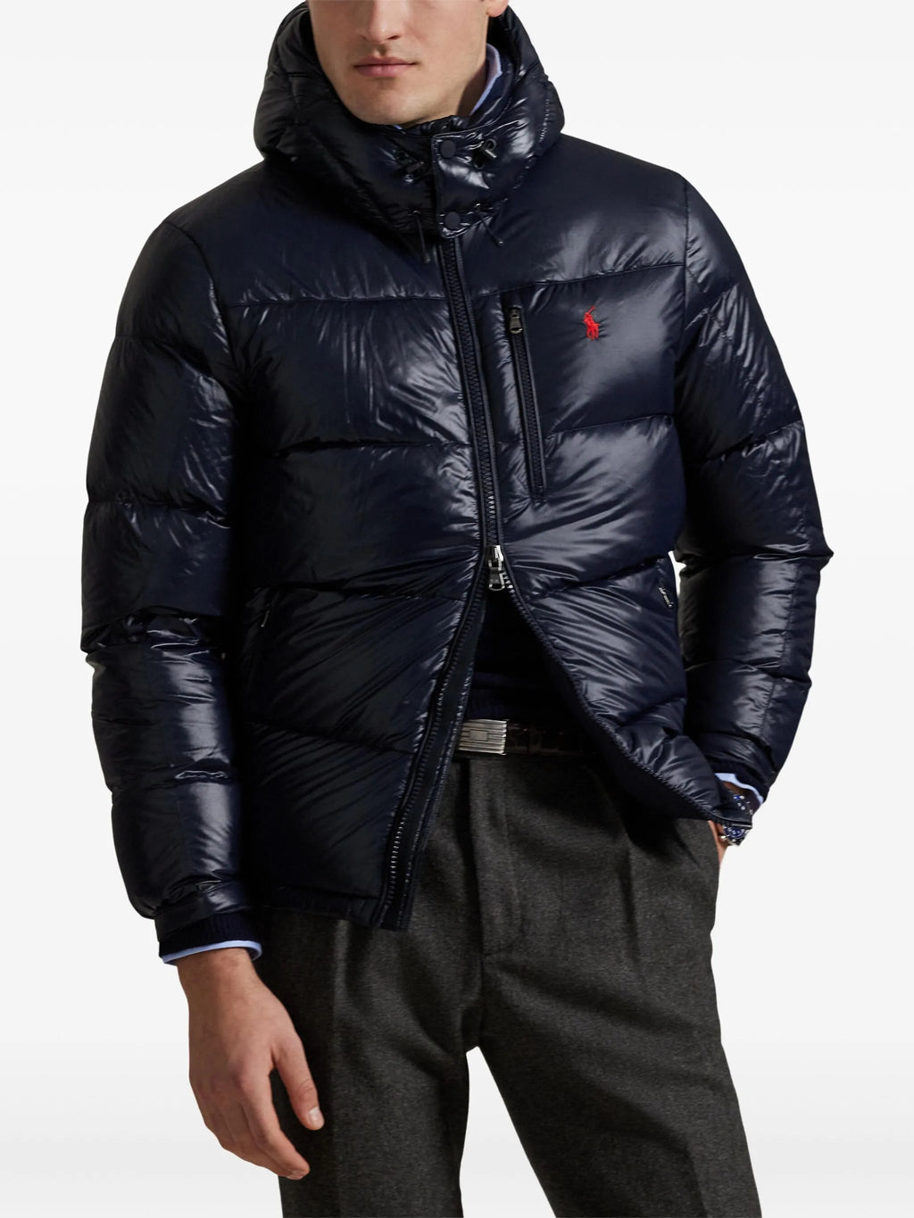 RALPH LAUREN Gorham Hooded Puffer Jacket Shiny Navy