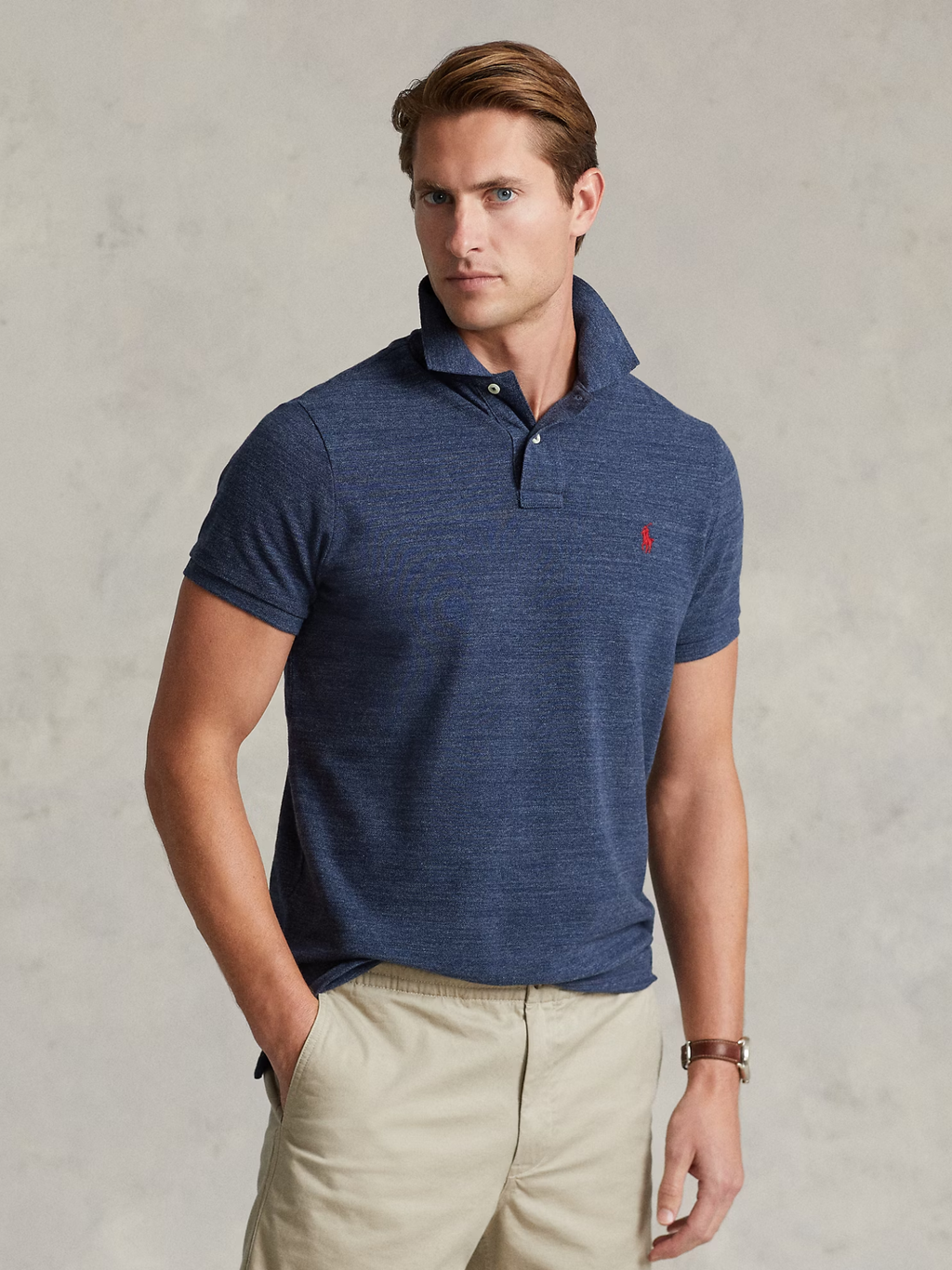 RALPH LAUREN Slim Fit Mesh Polo Shirt Classic Royal Heather