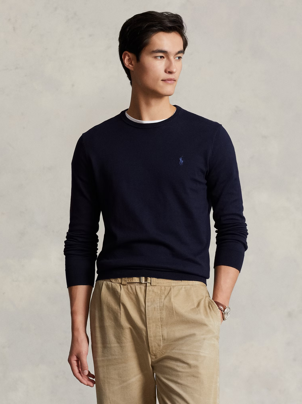 RALPH LAUREN Slim Fit Cotton Jumper Hunter Navy