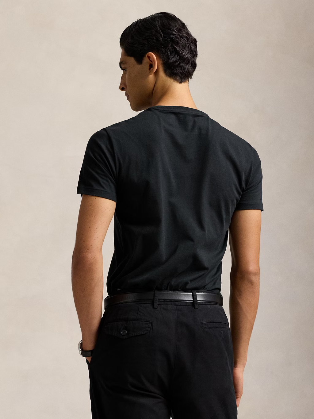 RALPH LAUREN Custom Slim Fit Jersey Crewneck T-Shirt Black