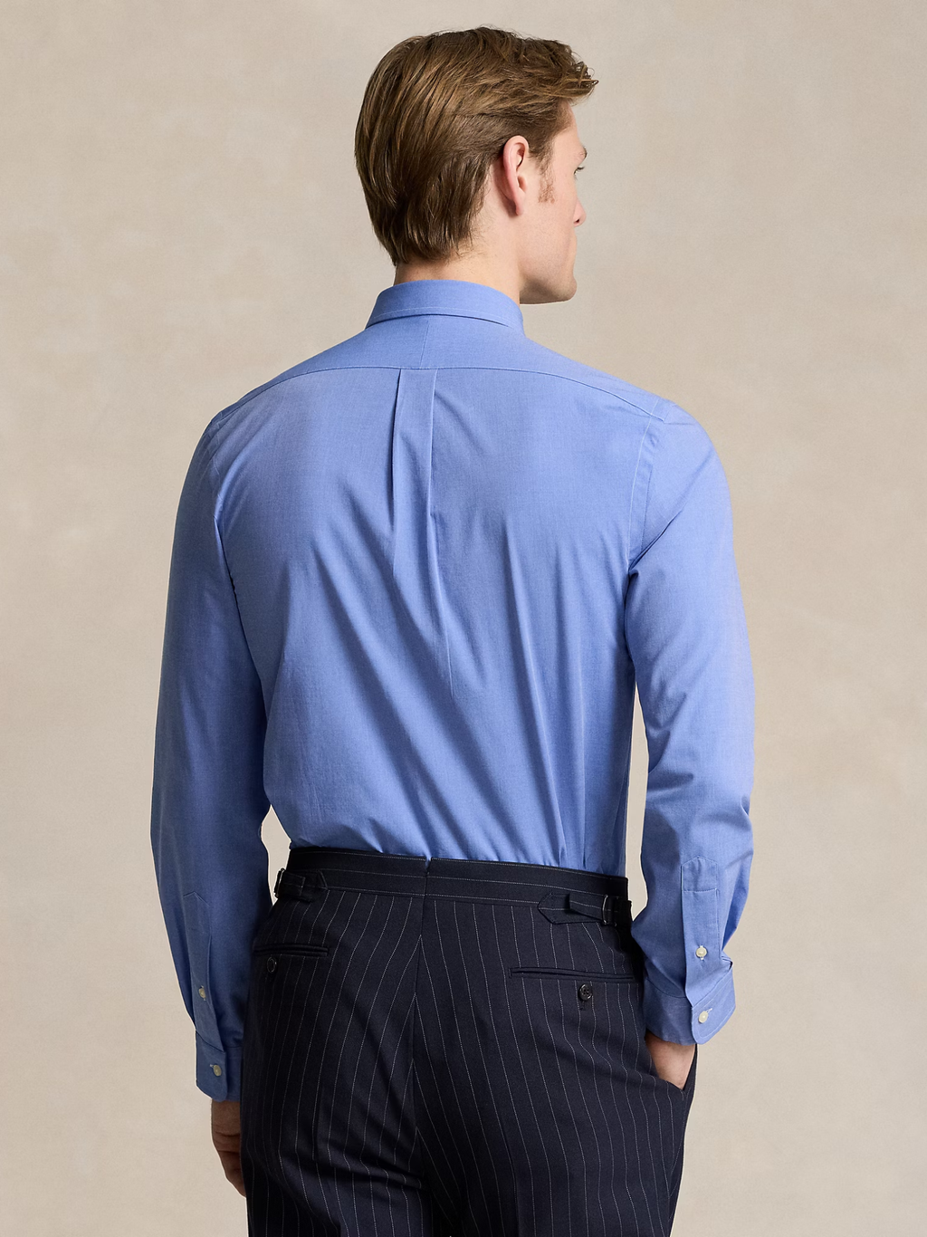 RALPH LAUREN Slim Fit Stretch End-On-End Shirt Blue End On End