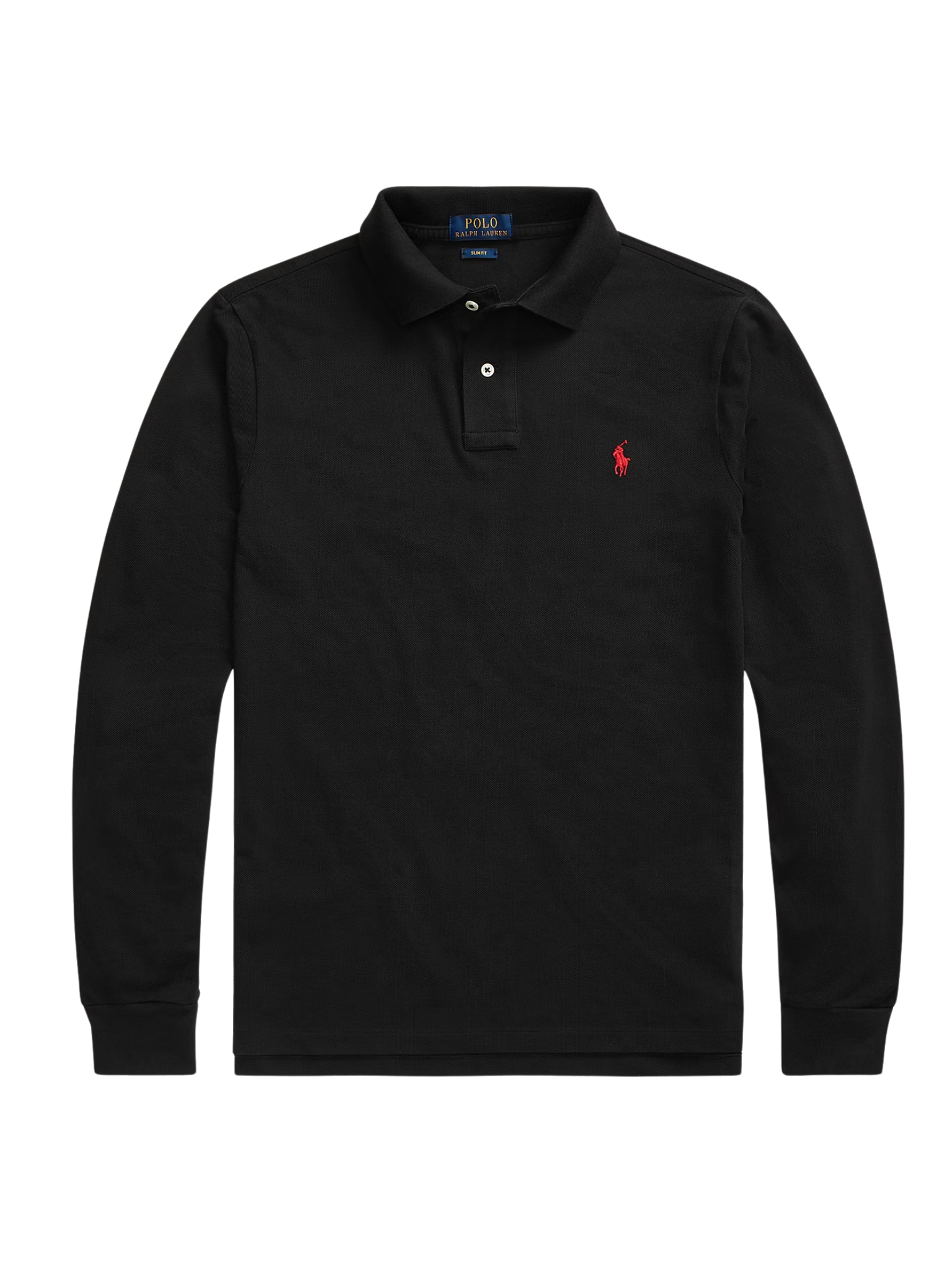 RALPH LAUREN Slim Fit Mesh Long-Sleeve Polo Black