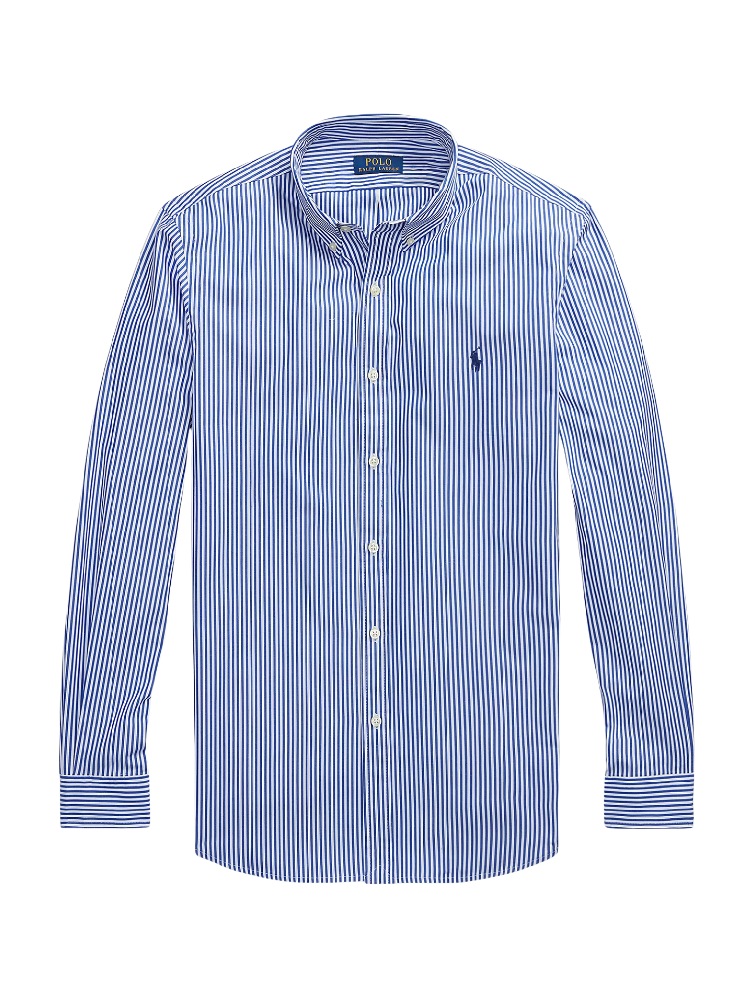 RALPH LAUREN Slim Fit Striped Stretch Poplin Shirt Blue/White Bengal Stripe