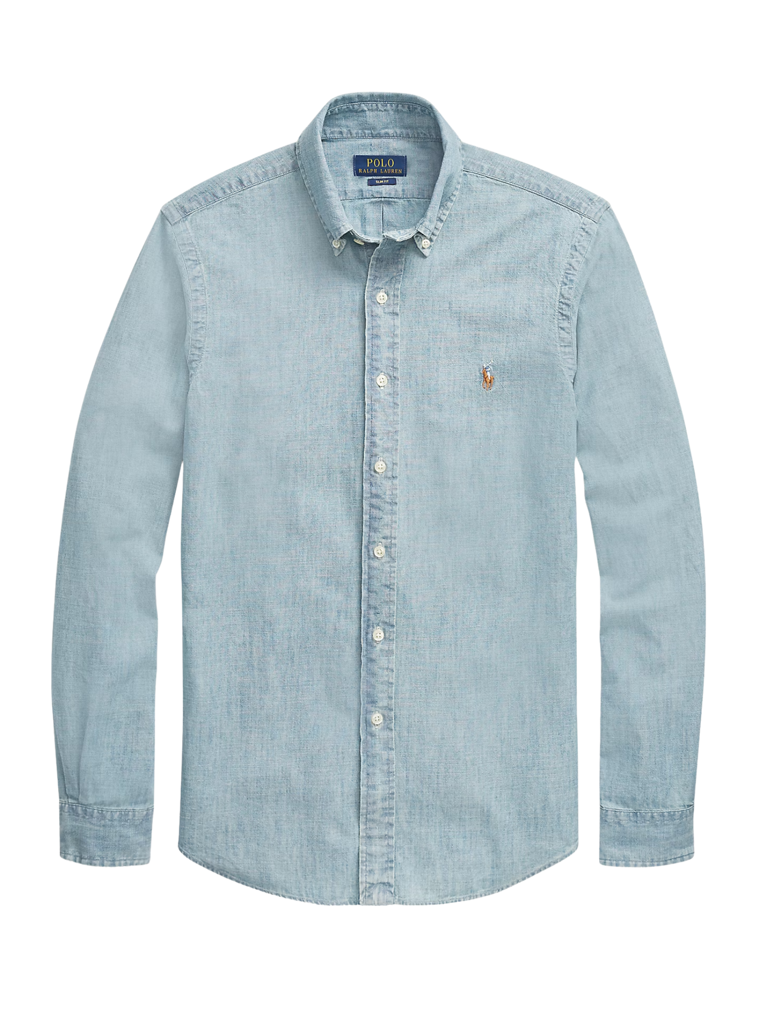 RALPH LAUREN Slim Fit Chambray Shirt Medium Wash