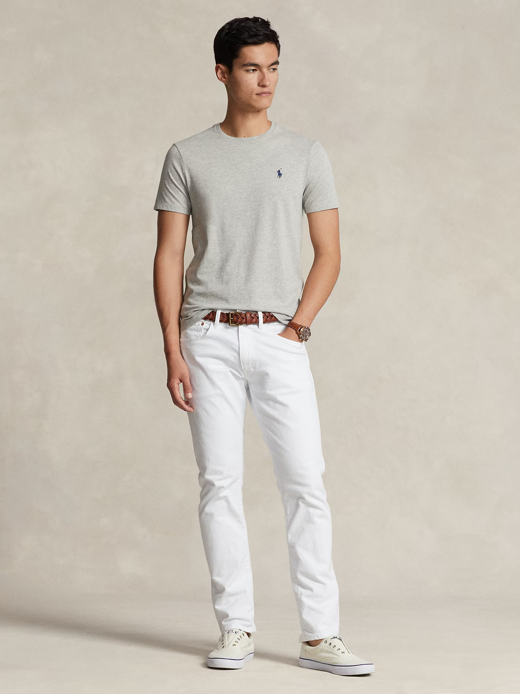 RALPH LAUREN Custom Slim Fit Jersey Crewneck T-Shirt New Grey Heather