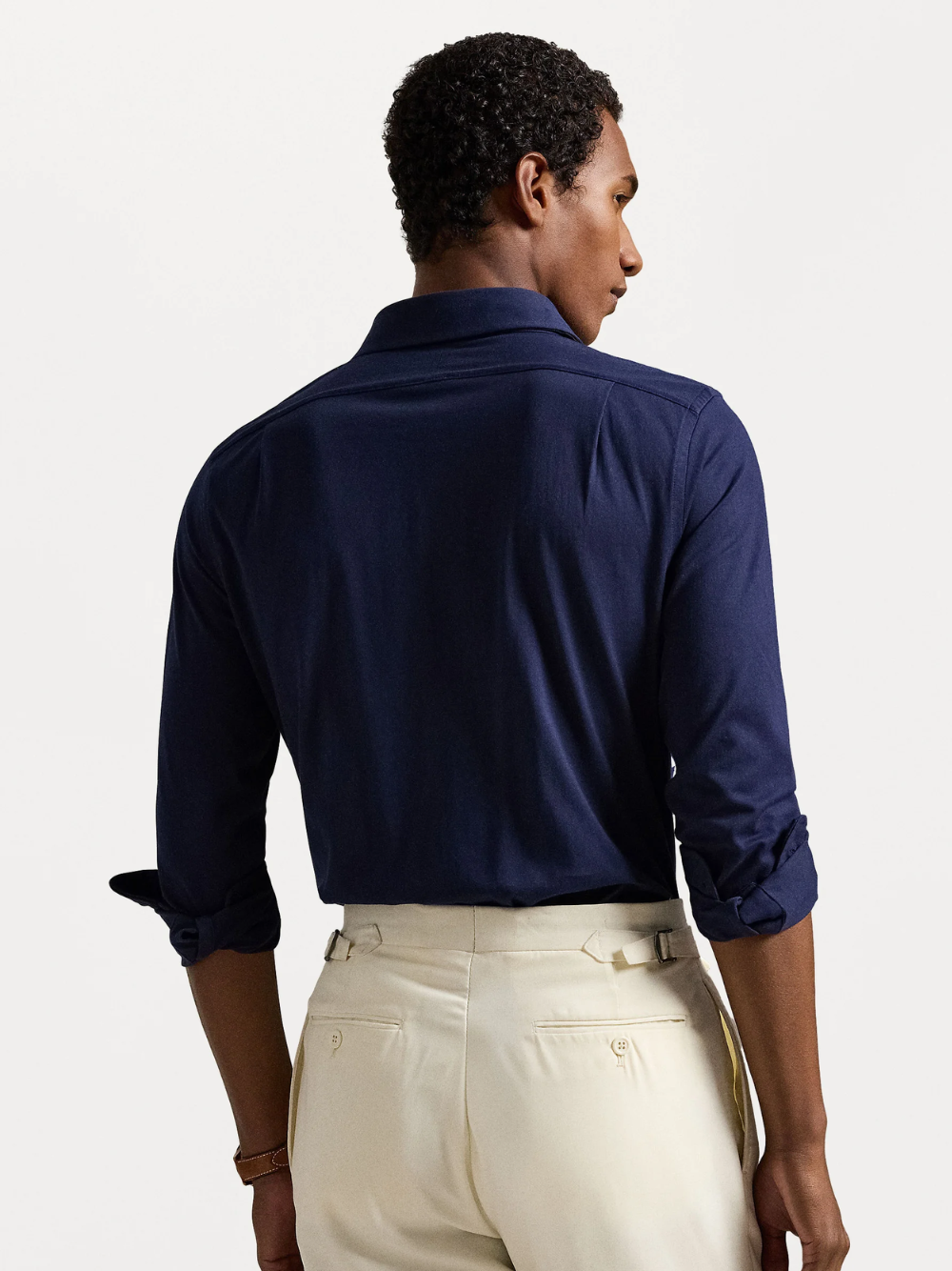 RALPH LAUREN Jersey Spread-Collar Shirt Cruise Navy