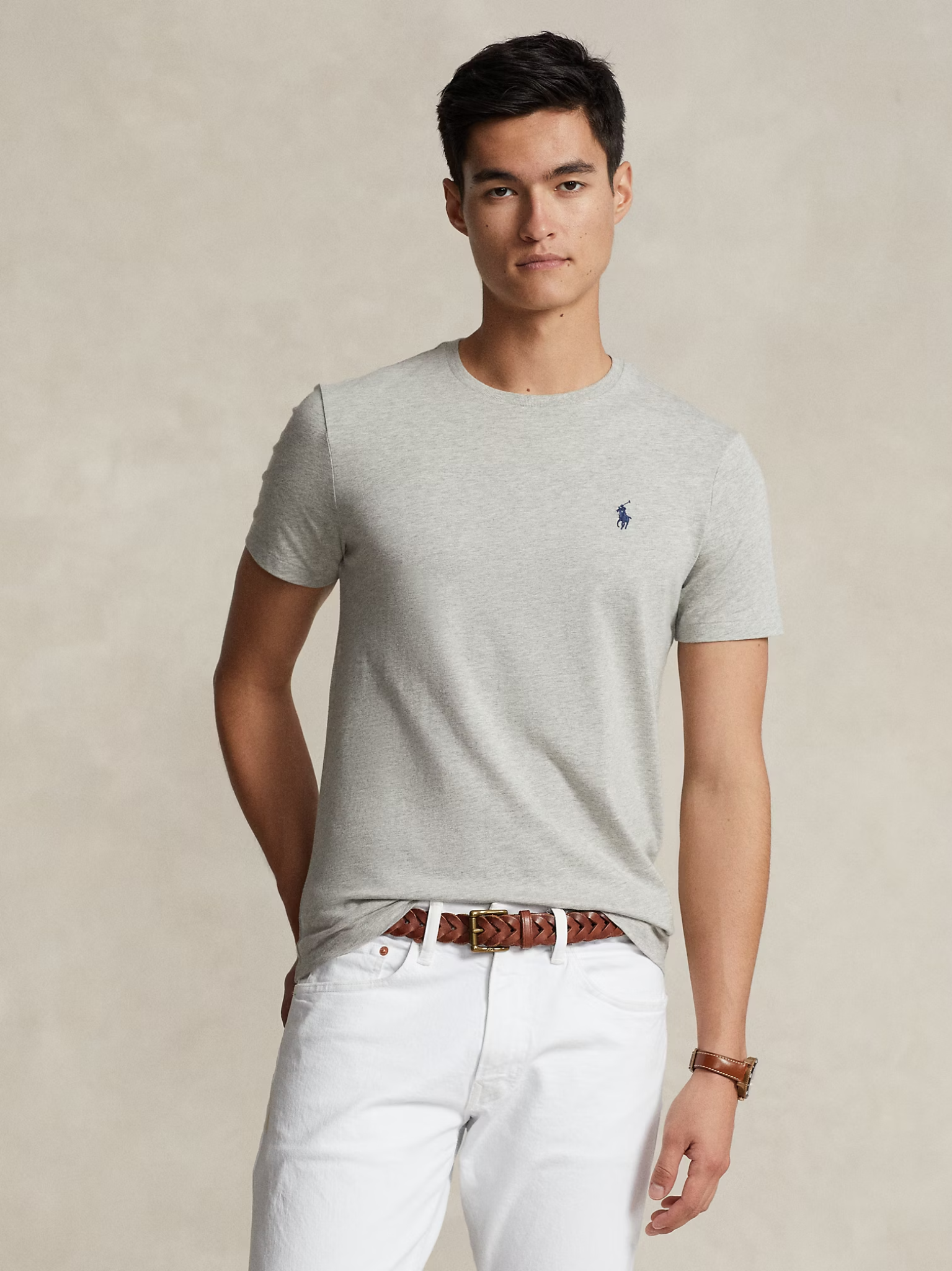 RALPH LAUREN Custom Slim Fit Jersey Crewneck T-Shirt New Grey Heather