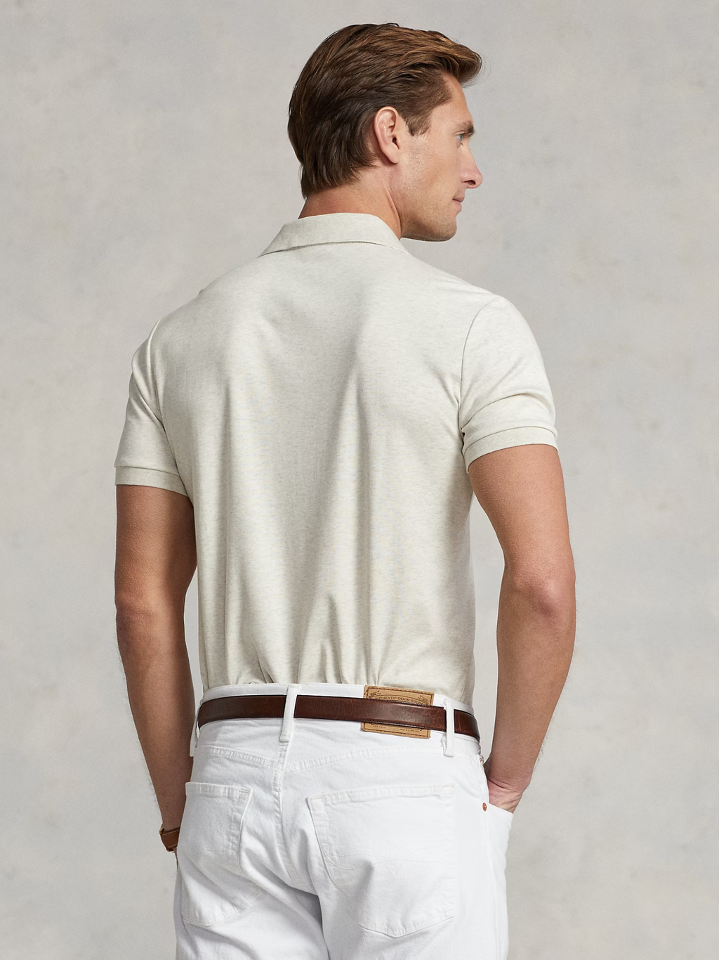 RALPH LAUREN Custom Slim Fit Soft Cotton Polo Shirt State Heather