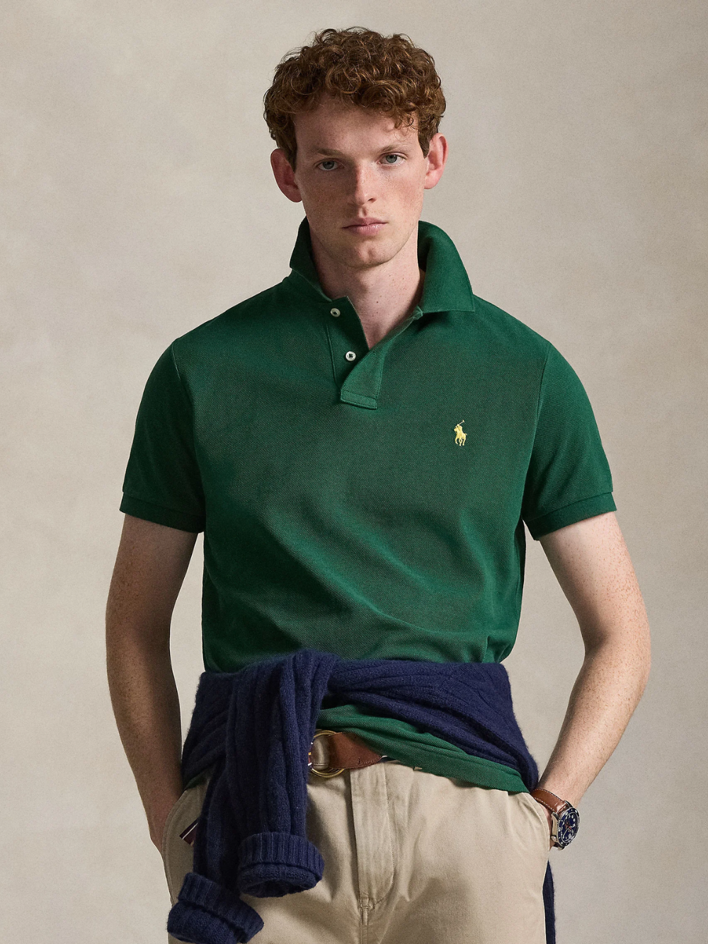 RALPH LAUREN Slim Fit Mesh Polo Shirt Green