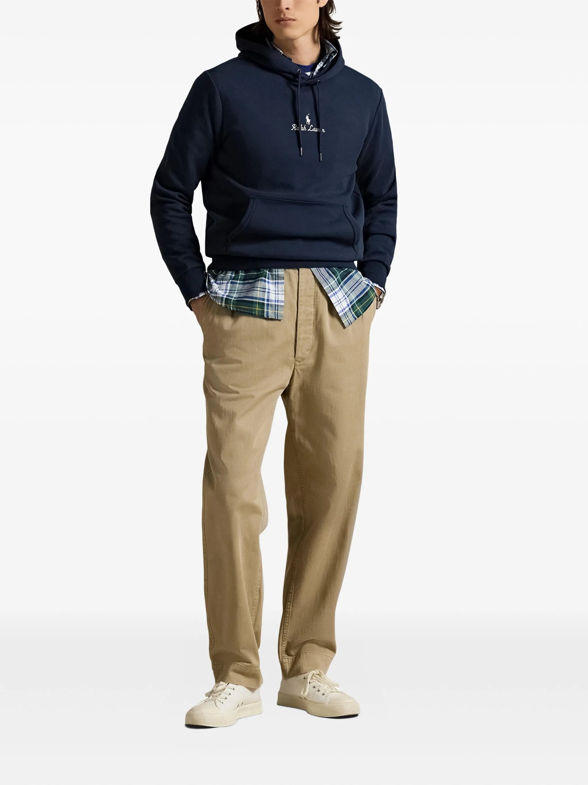 RALPH LAUREN Logo Double-Knit Hoodie Aviator Navy