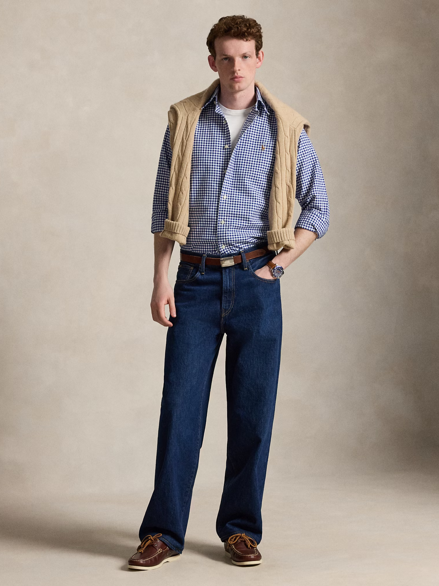 RALPH LAUREN Custom Fit Oxford Shirt Blue/White Gingham