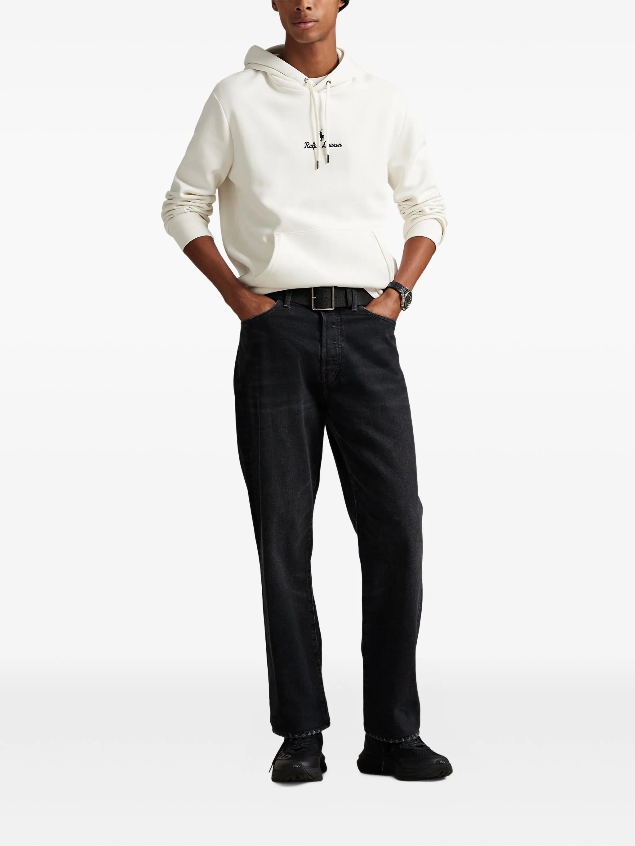 RALPH LAUREN Logo Double-Knit Hoodie White