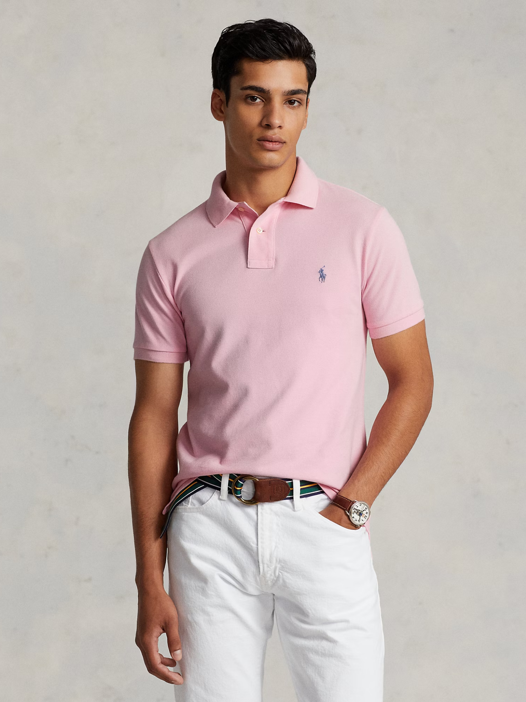 RALPH LAUREN Slim Fit Mesh Polo Shirt Pink