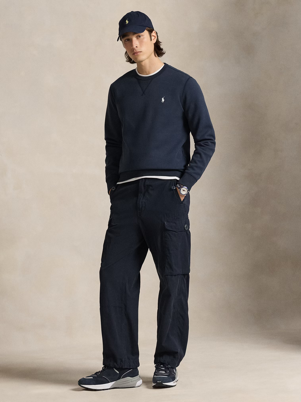 RALPH LAUREN Double-Knit Sweatshirt Aviator Navy