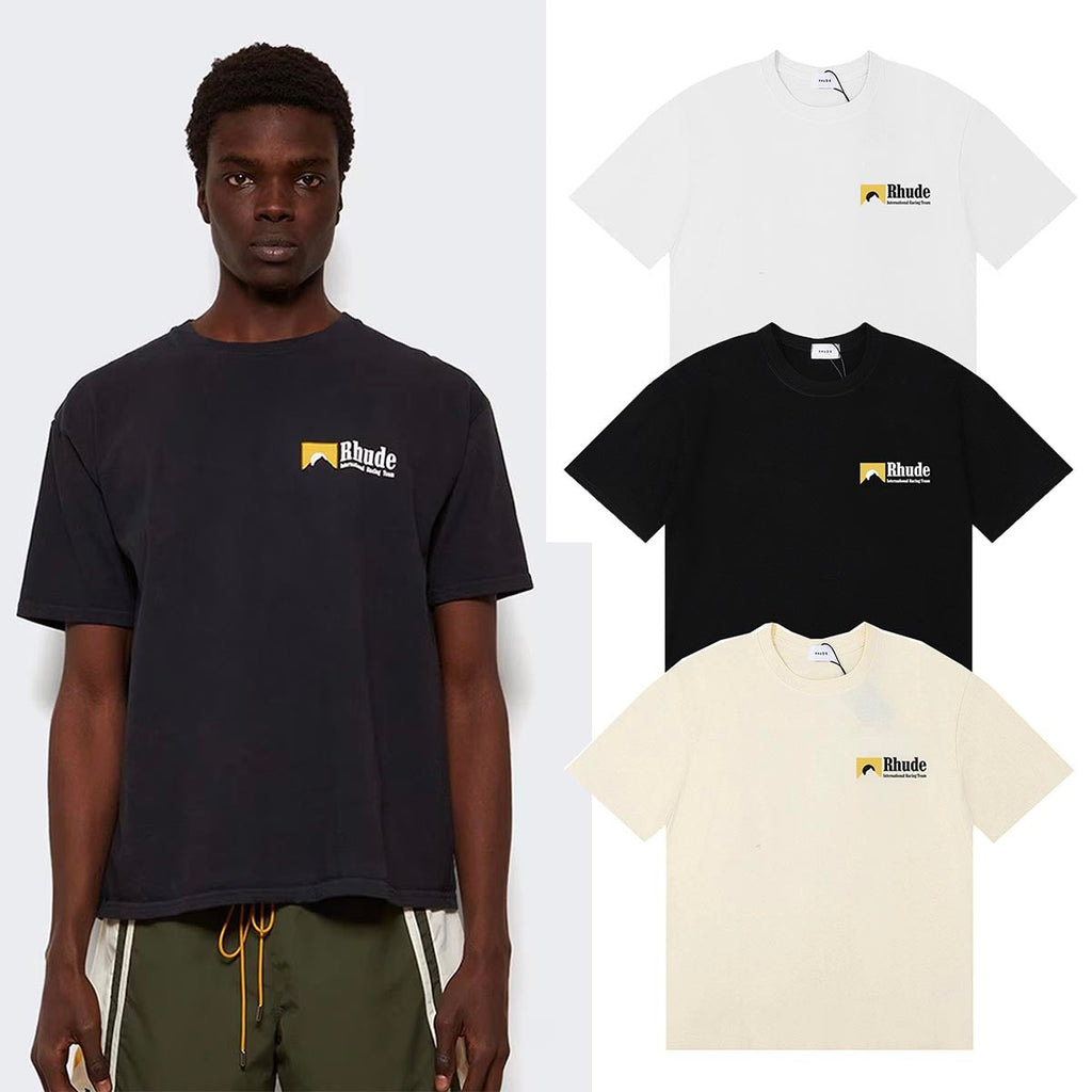 Rhude T-shirts International Racing Team Simple Cotton Short Sleeve Men and Women