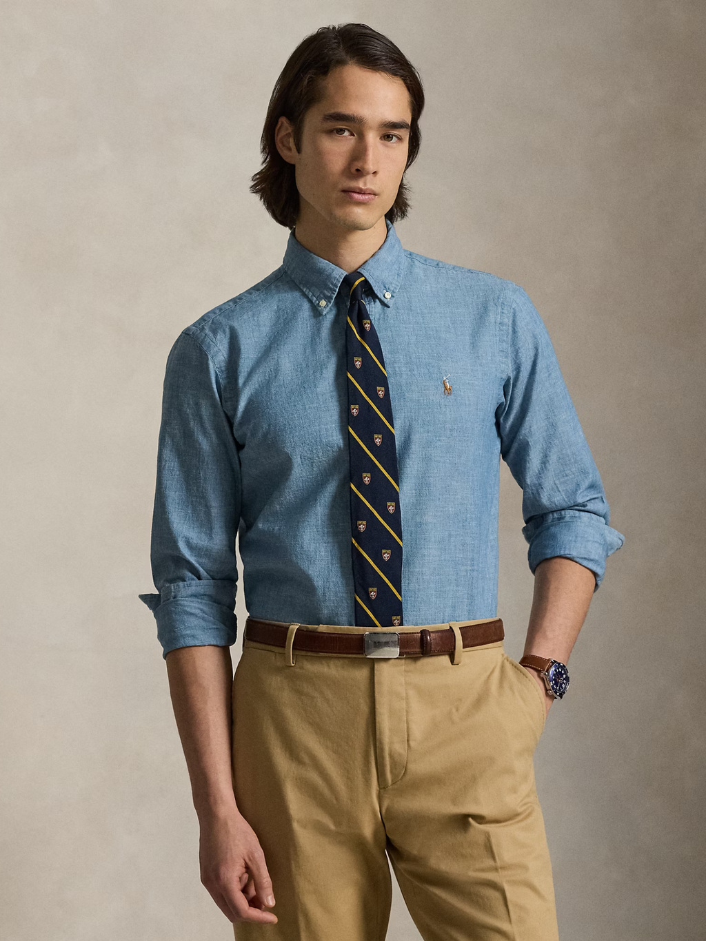 RALPH LAUREN Custom Fit Chambray Shirt Chambray