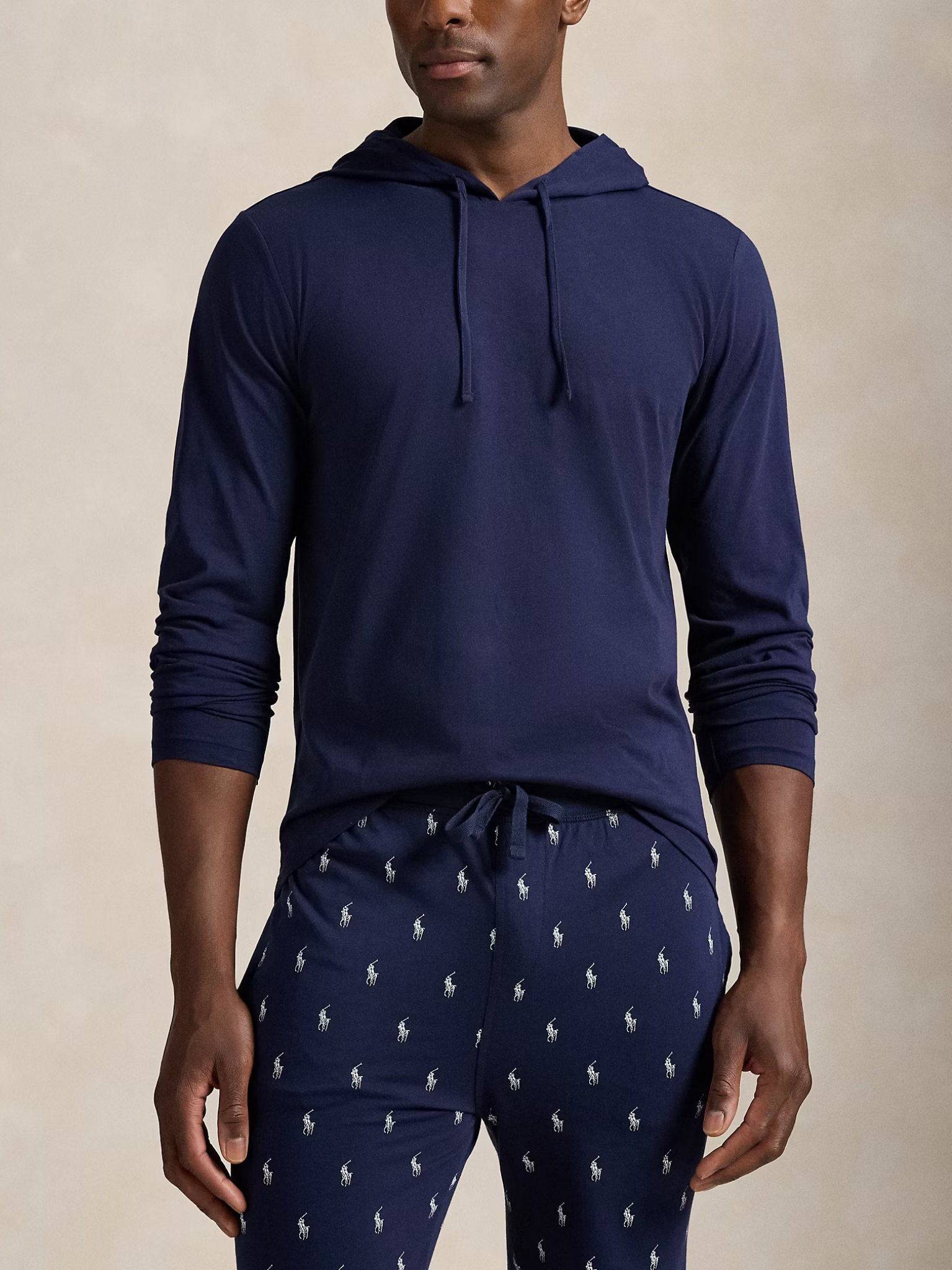 RALPH LAUREN Cotton Jersey Sleep Hoodie Cruise Navy