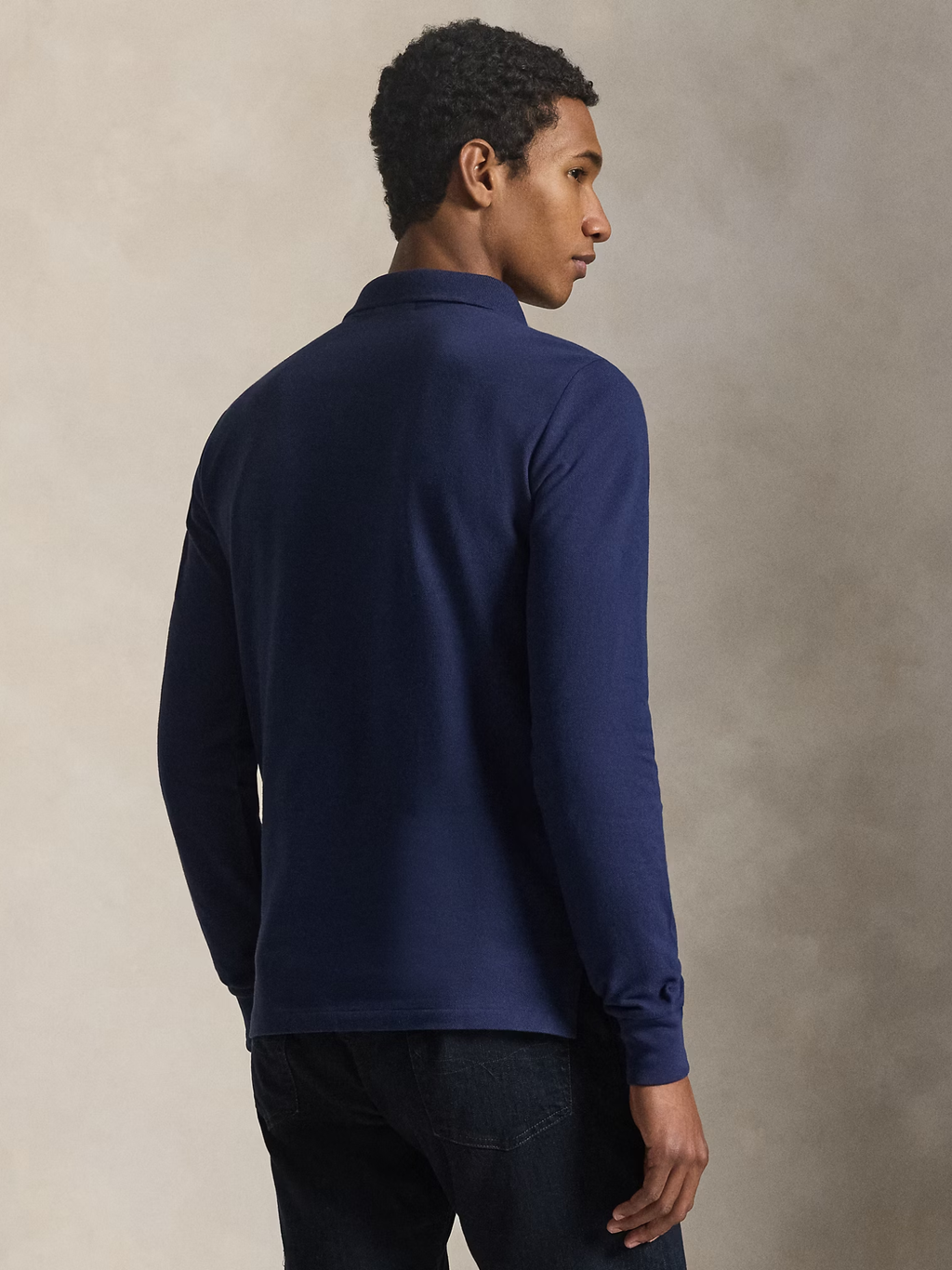 RALPH LAUREN Slim Fit Mesh Long-Sleeve Polo Newport Navy