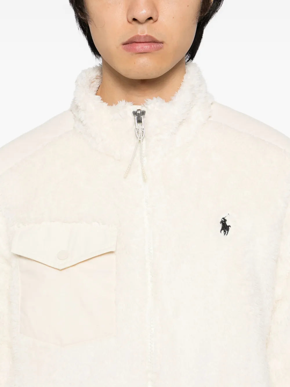 RALPH LAUREN Long Sleeved Full Zip Sweater Cream