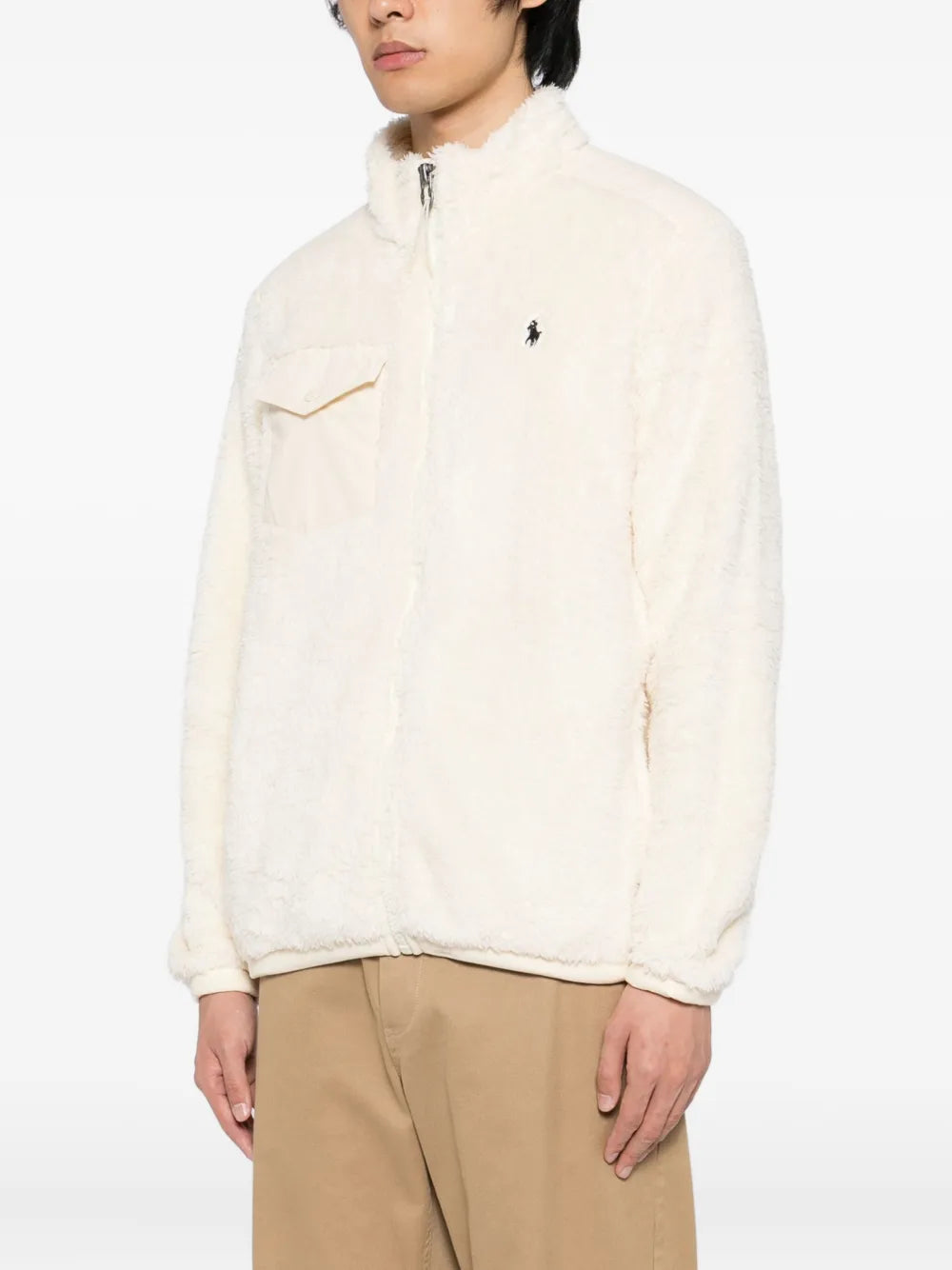 RALPH LAUREN Long Sleeved Full Zip Sweater Cream