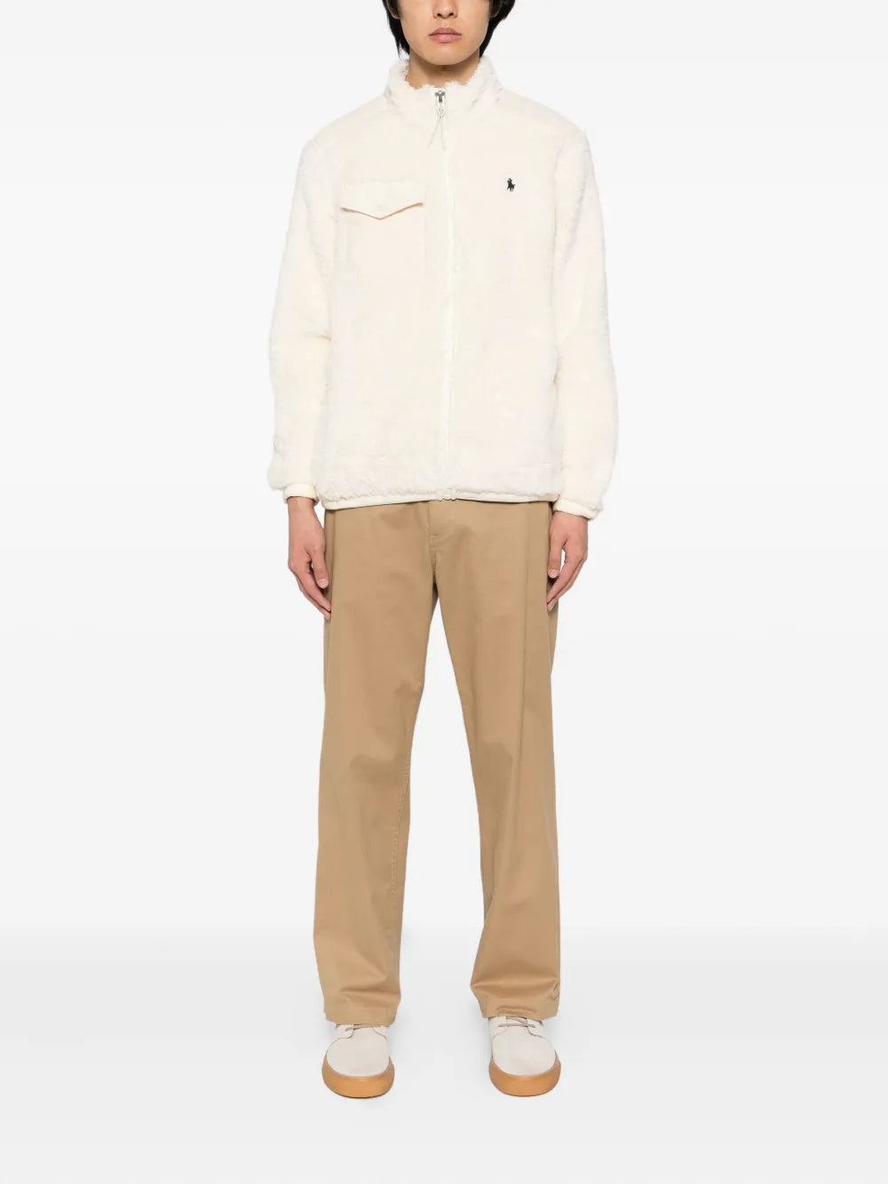 RALPH LAUREN Long Sleeved Full Zip Sweater Cream
