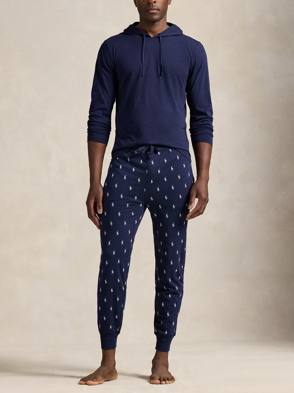 RALPH LAUREN Cotton Jersey Sleep Hoodie Cruise Navy