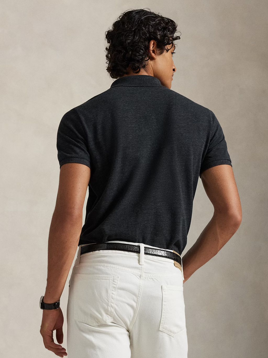 RALPH LAUREN The Iconic Mesh Polo Shirt Black Marl Heather