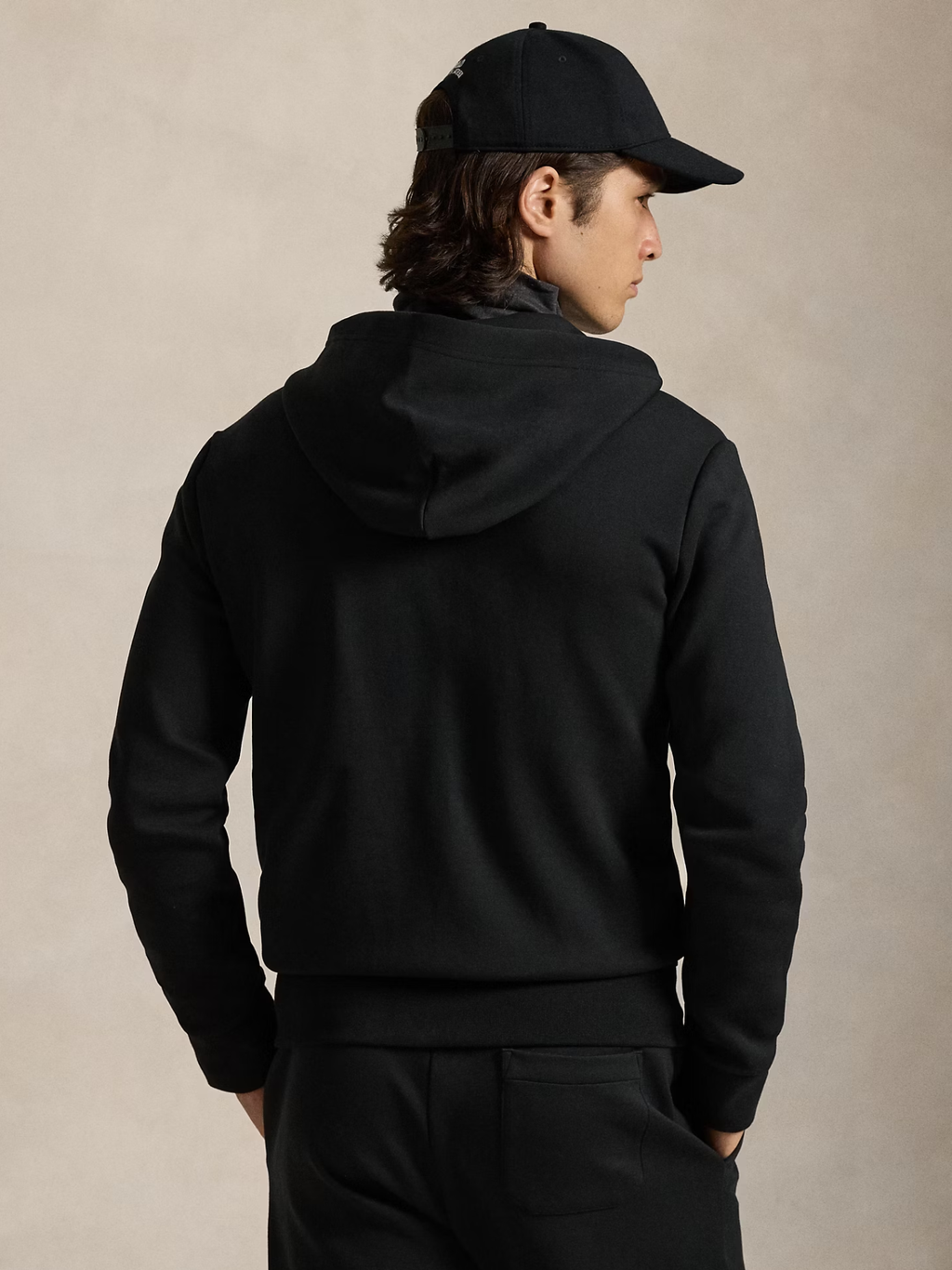 RALPH LAUREN Double-Knit Full-Zip Hoodie Polo Black