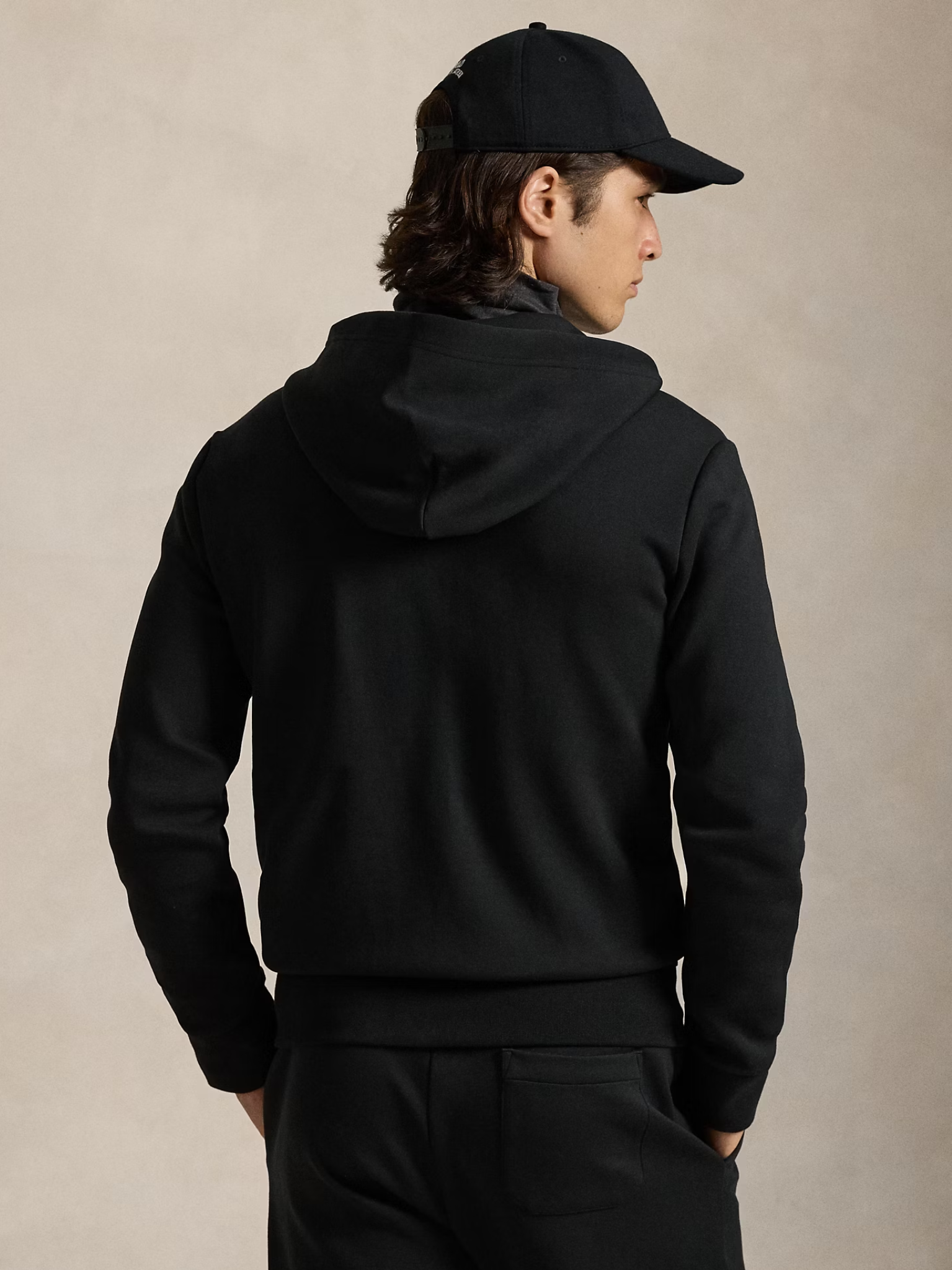 RALPH LAUREN Double-Knit Full-Zip Hoodie Polo Black