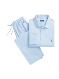 RALPH LAUREN Gingham Poplin Long Sleep Set Light Blue Mini Gingham