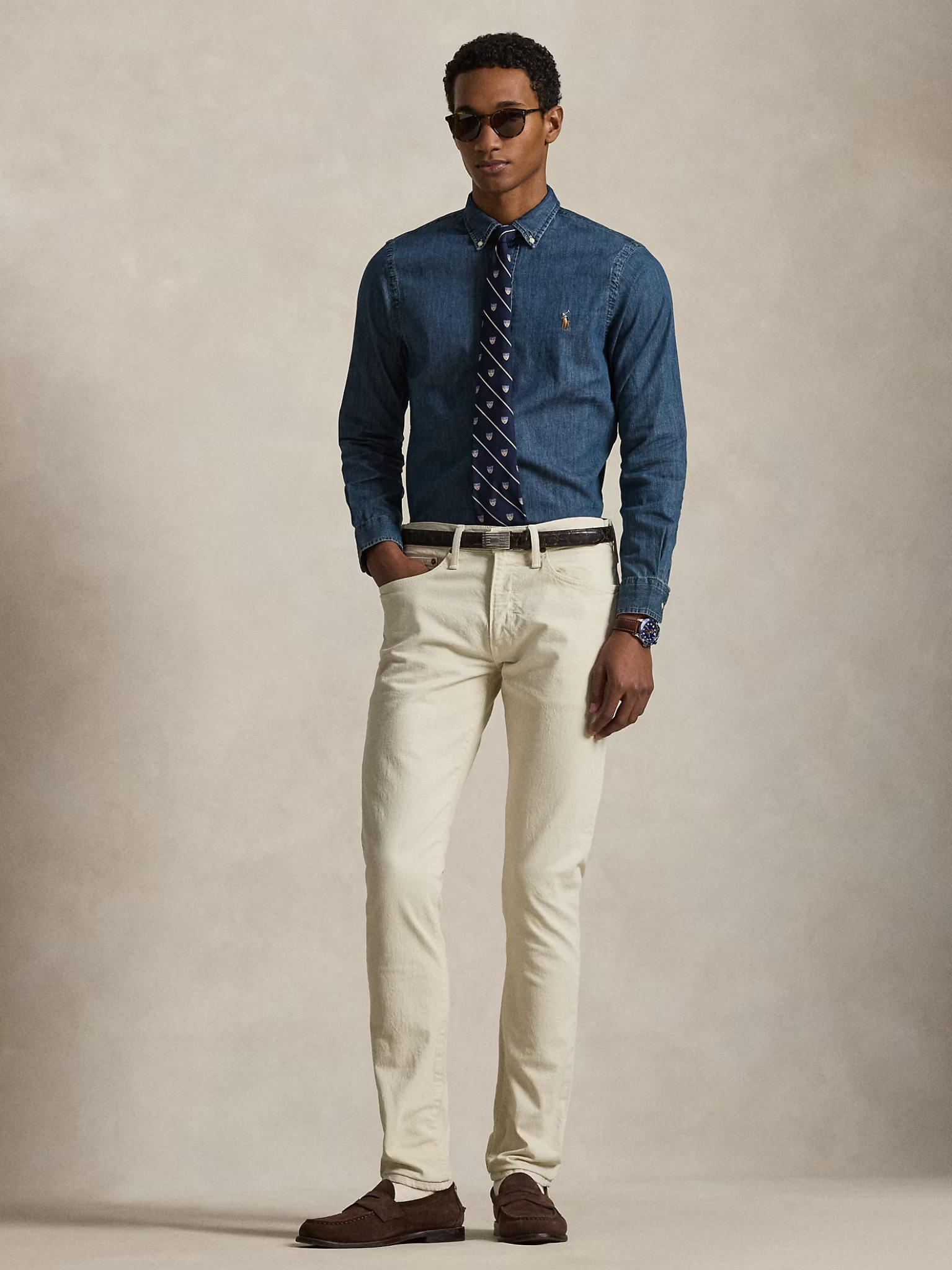RALPH LAUREN Slim Fit Oxford Shirt Denim