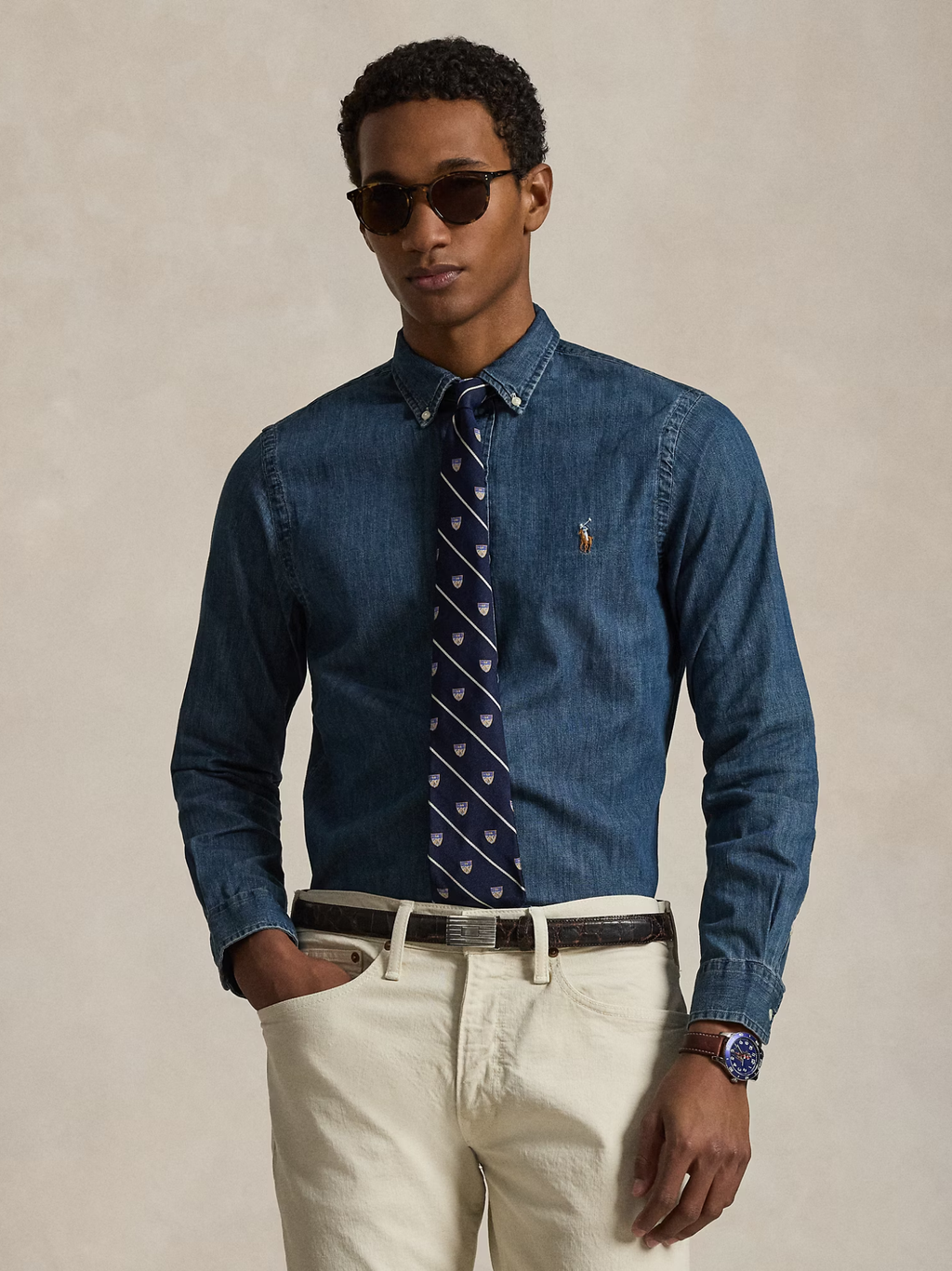 RALPH LAUREN Slim Fit Oxford Shirt Denim