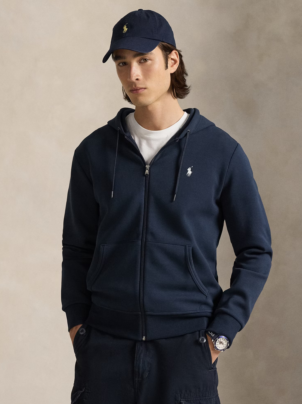 RALPH LAUREN Double-Knit Full-Zip Hoodie Aviator Navy