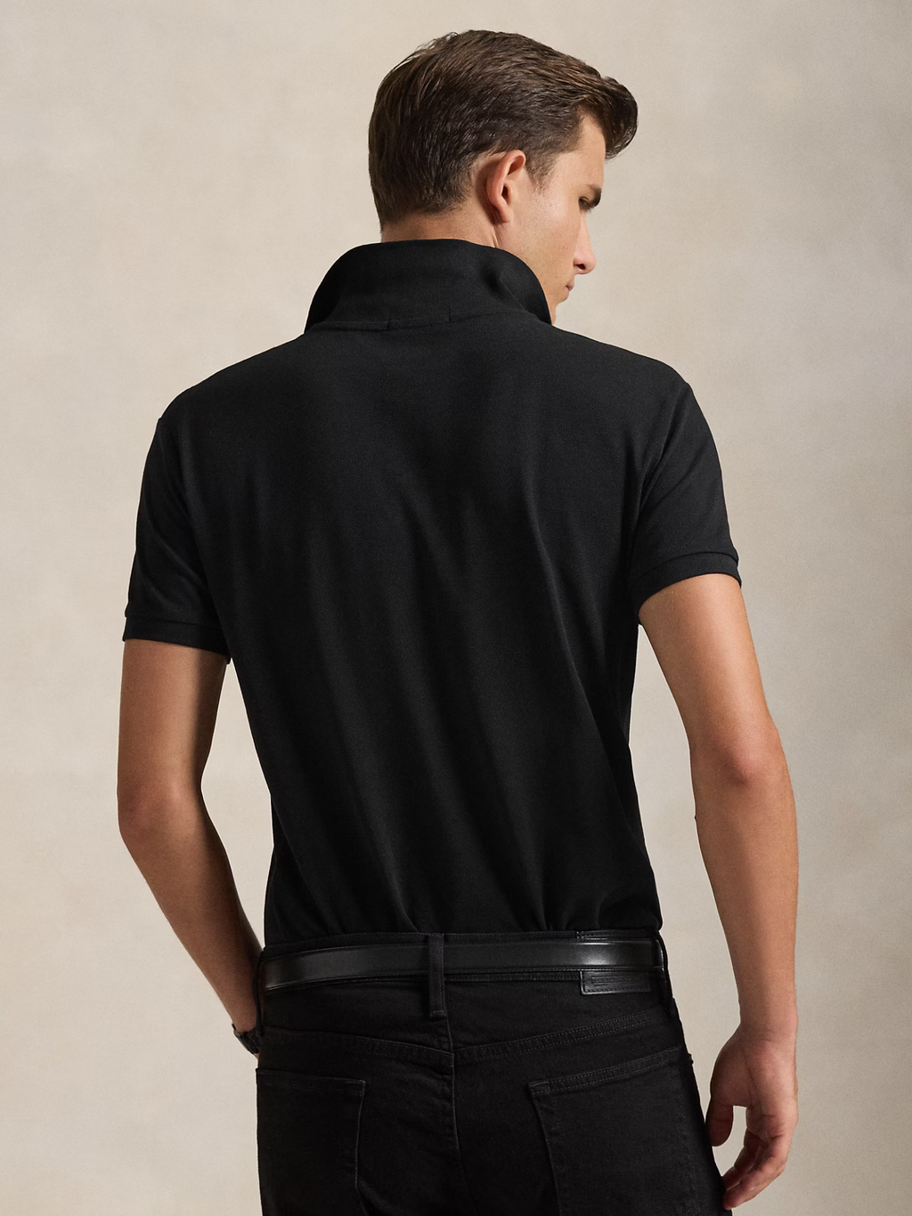 RALPH LAUREN Slim Fit Mesh Polo Shirt Polo Black