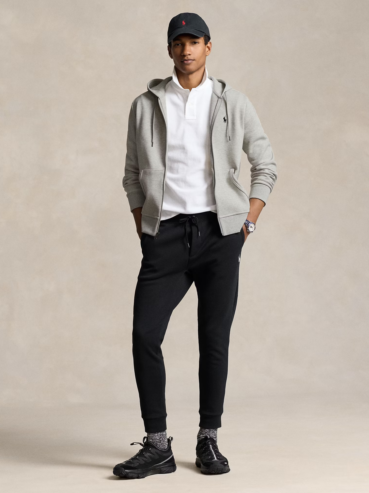 RALPH LAUREN Double-Knit Full-Zip Hoodie Light Sport Heather
