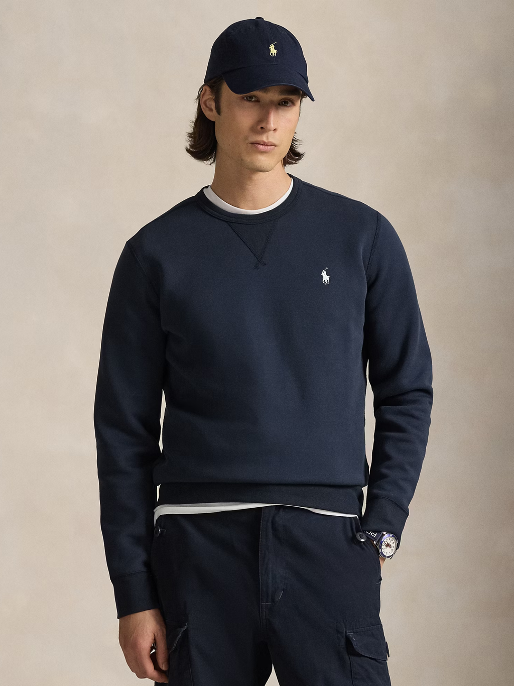 RALPH LAUREN Double-Knit Sweatshirt Aviator Navy