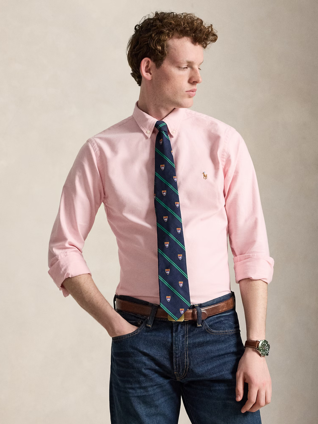 RALPH LAUREN Slim Fit Oxford Shirt Pink