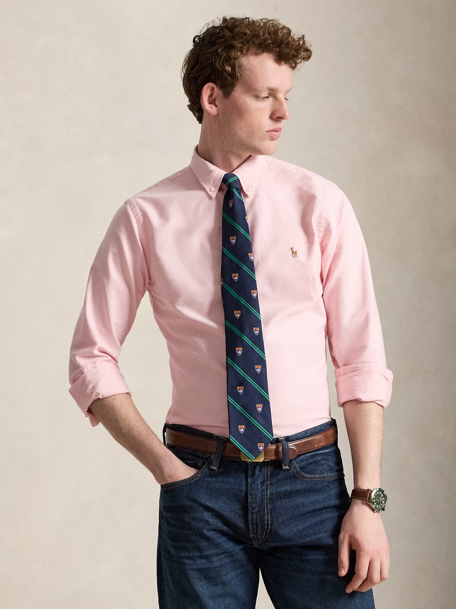 RALPH LAUREN Slim Fit Oxford Shirt Pink