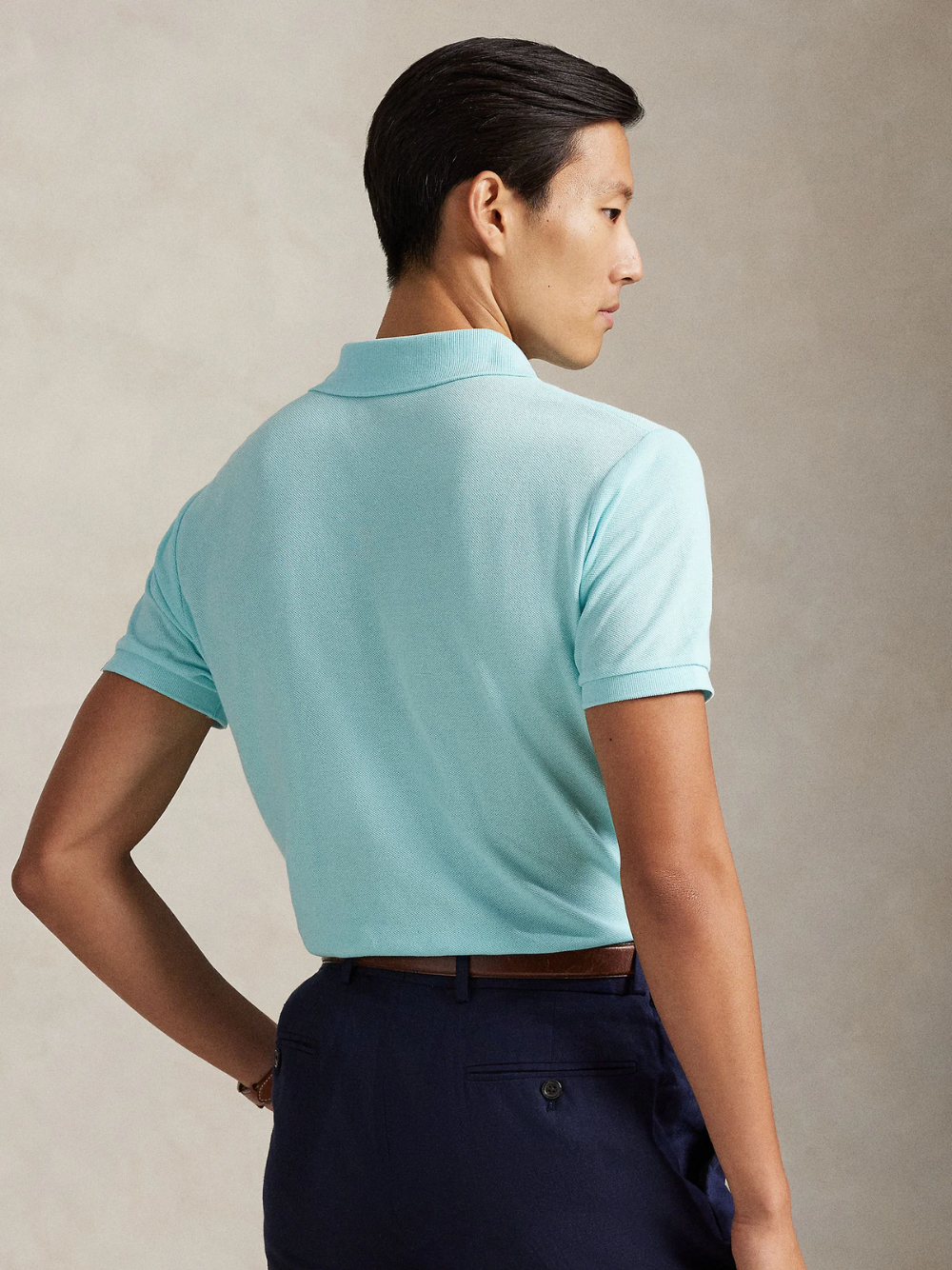 RALPH LAUREN Slim Fit Mesh Polo Shirt New Aqua
