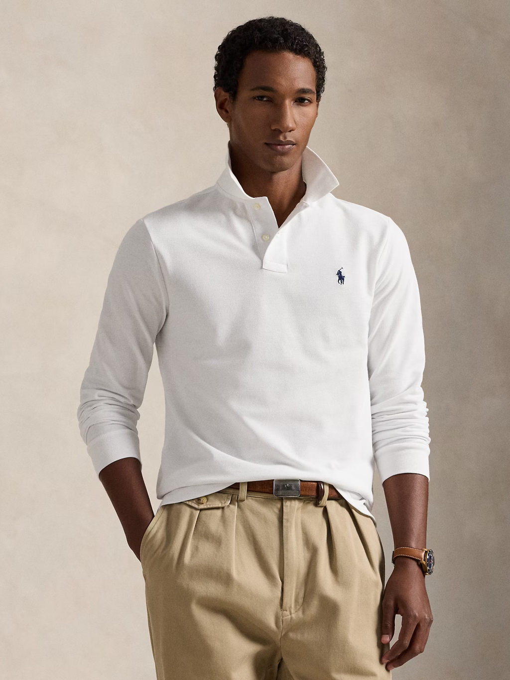 RALPH LAUREN Custom Slim Fit Mesh Polo Shirt White