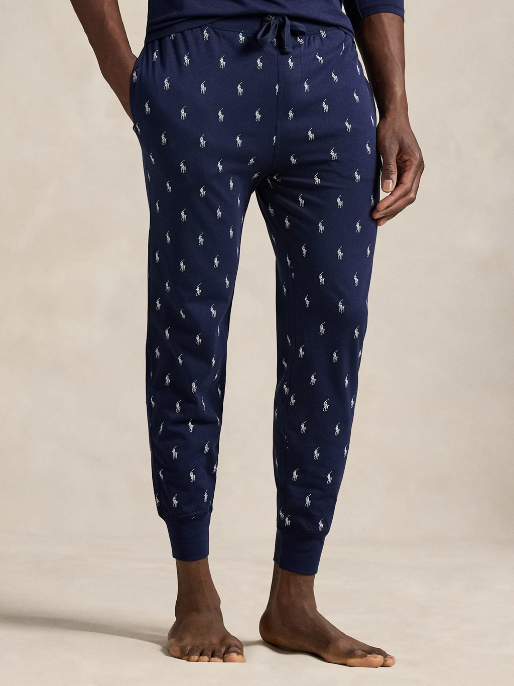 RALPH LAUREN All-over Pony Cotton Jersey Sleep Joggers Cruise Navy
