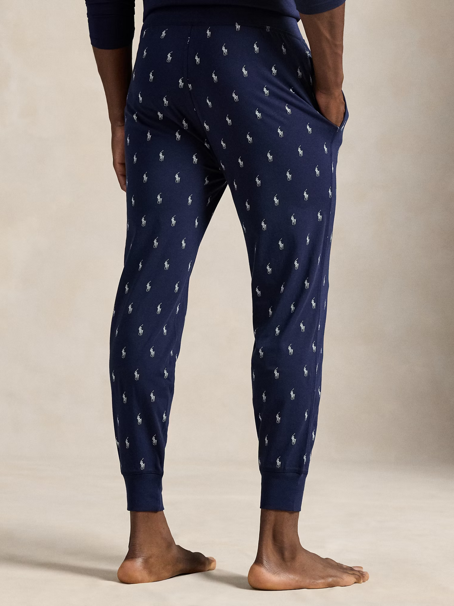 RALPH LAUREN All-over Pony Cotton Jersey Sleep Joggers Cruise Navy